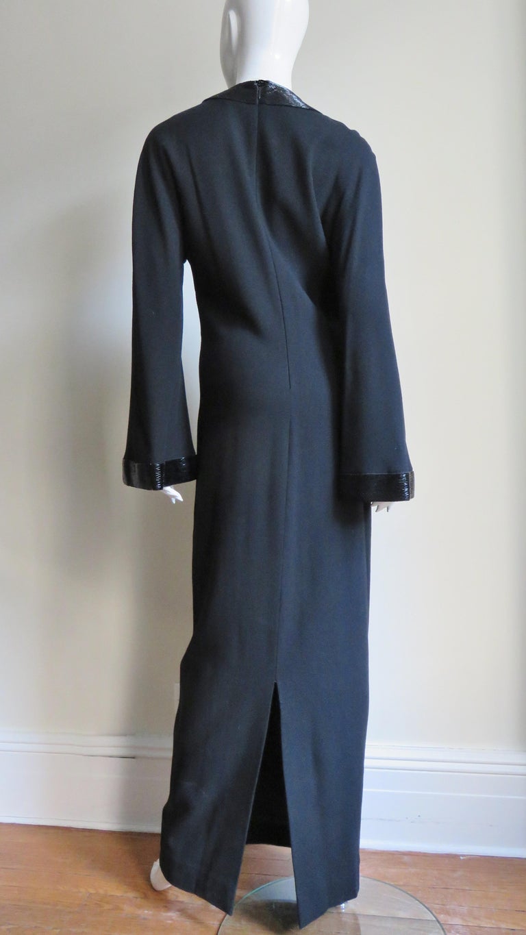 Anne Klein Bell Sleeve Column Dress with Beaded Trim 1990s For Sale 8