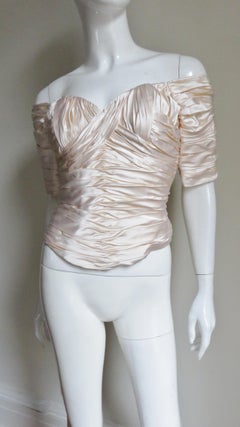 Vicky Tiel Couture Silk Ruched Corset Top