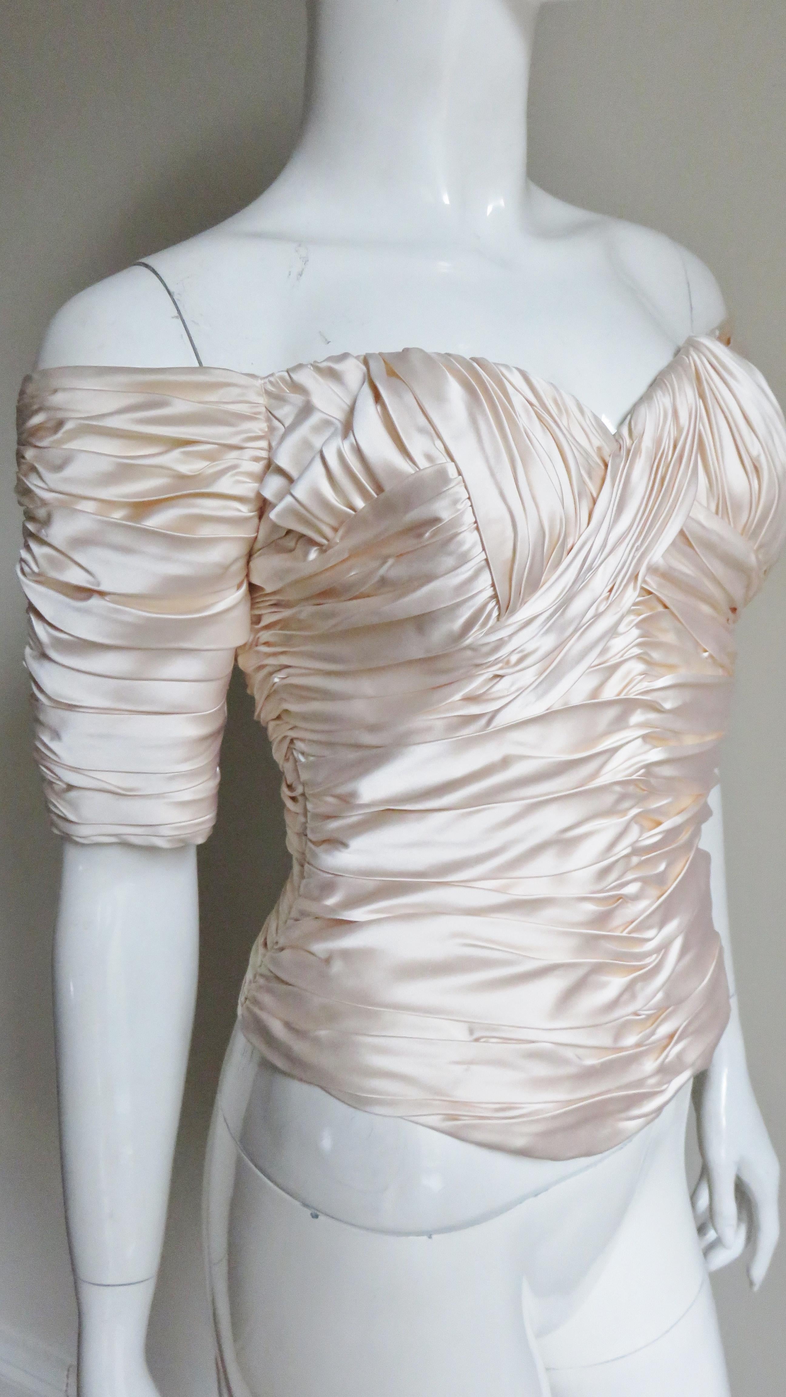 Vicky Tiel Couture Silk Ruched Corset Top im Angebot 3