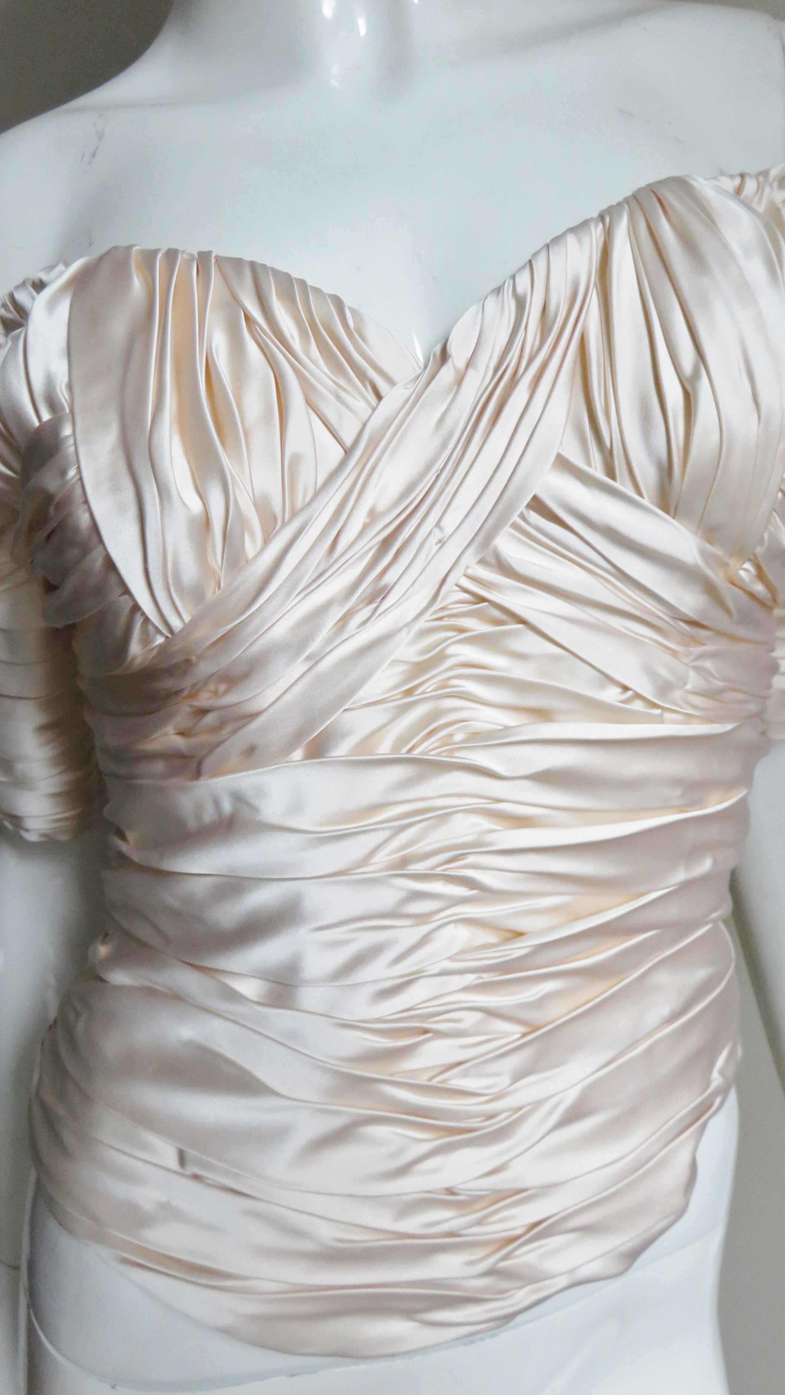  Vicky Tiel Couture Silk Ruched Corset Top  In Excellent Condition For Sale In Water Mill, NY