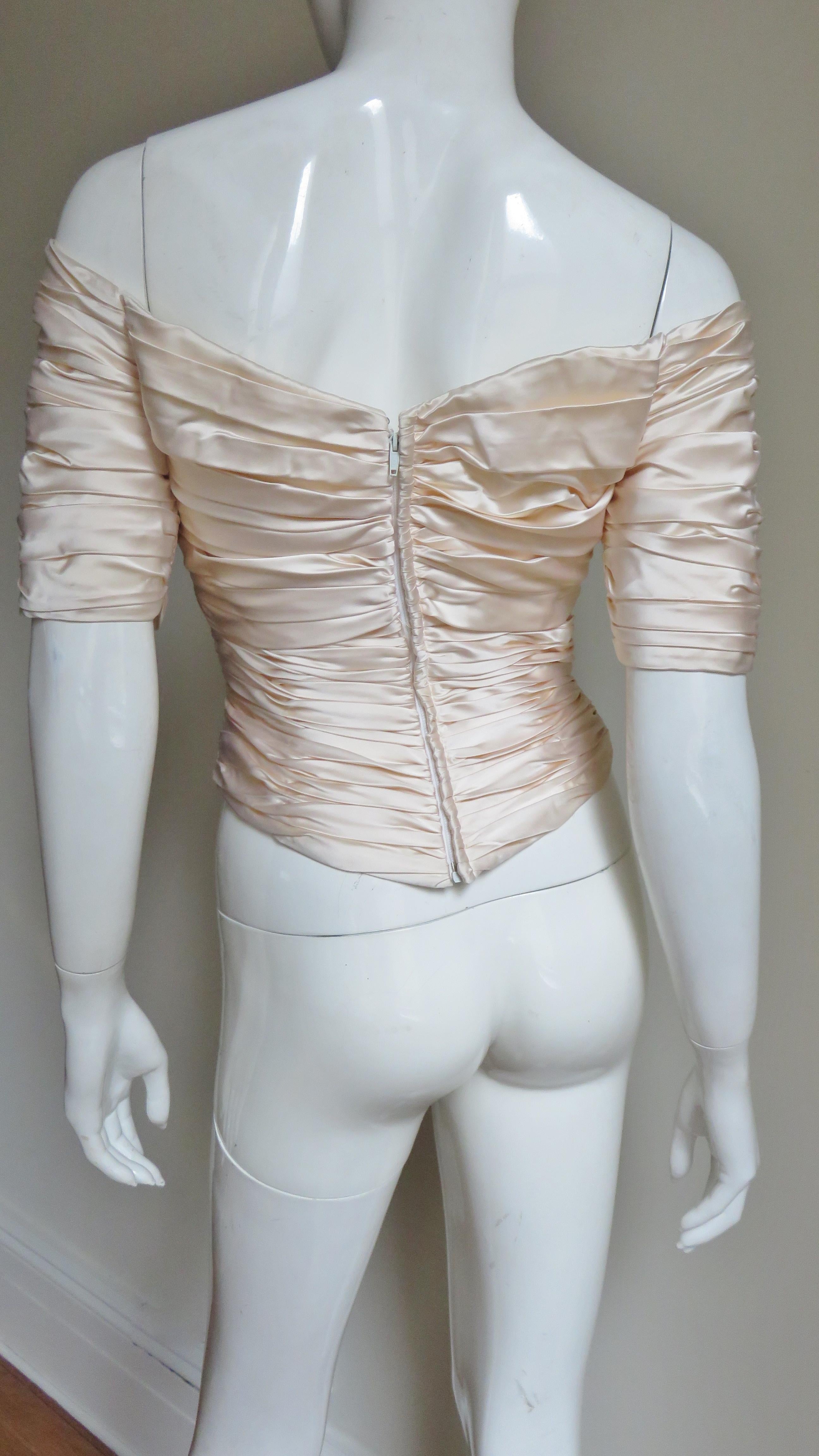  Vicky Tiel Couture Silk Ruched Corset Top  For Sale 3