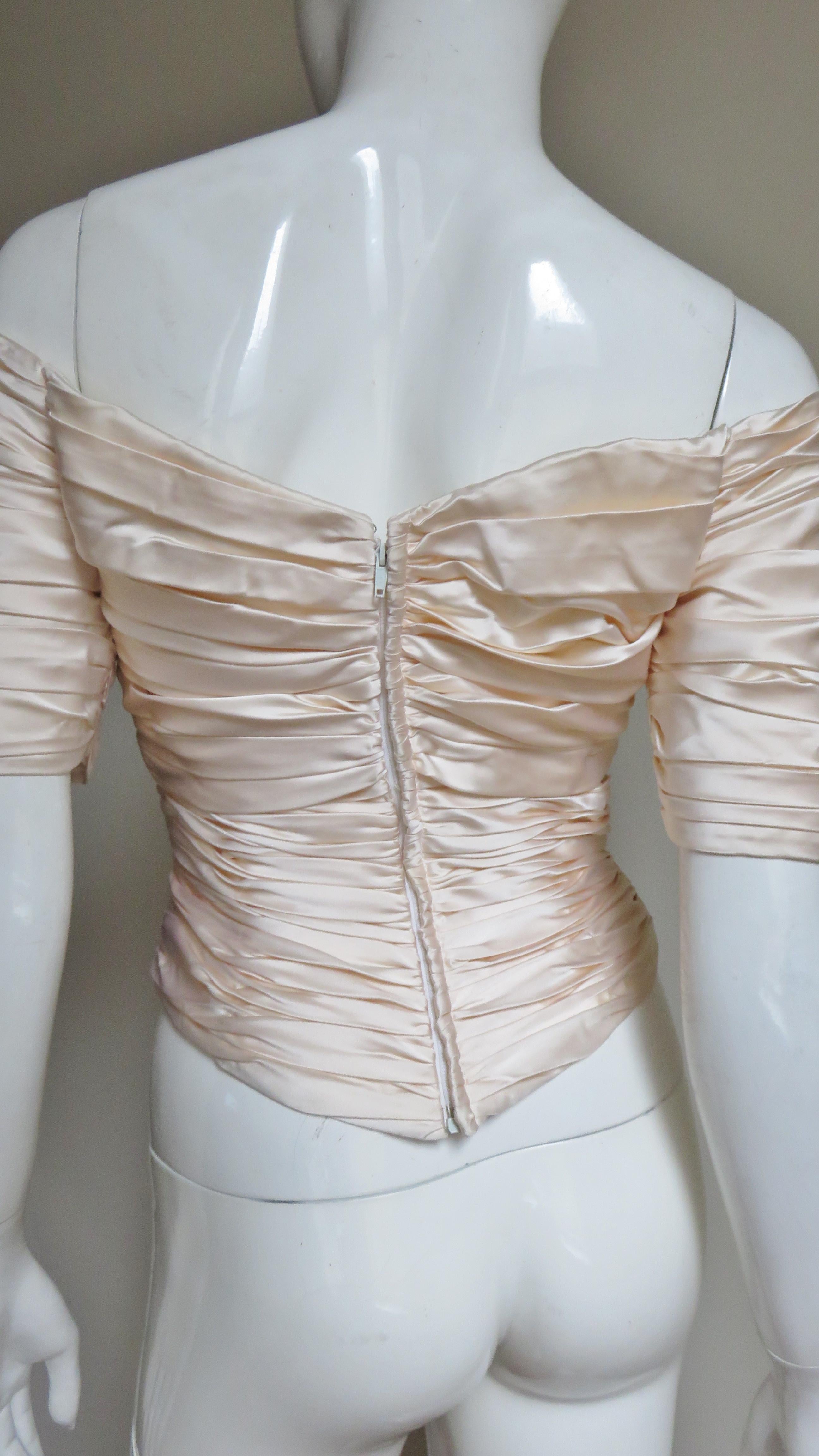  Vicky Tiel Couture Silk Ruched Corset Top  For Sale 4
