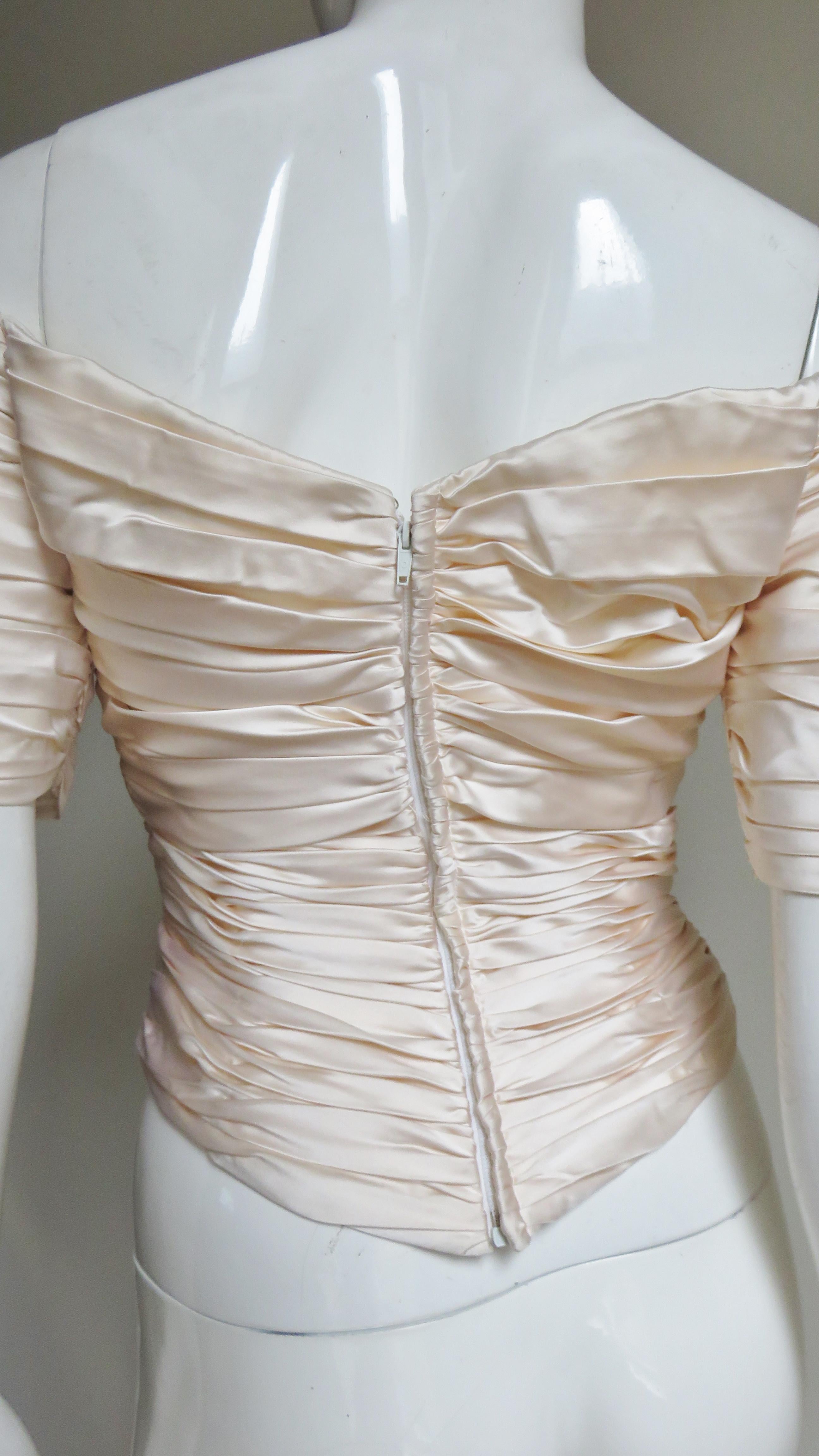  Vicky Tiel Couture Silk Ruched Corset Top  For Sale 5