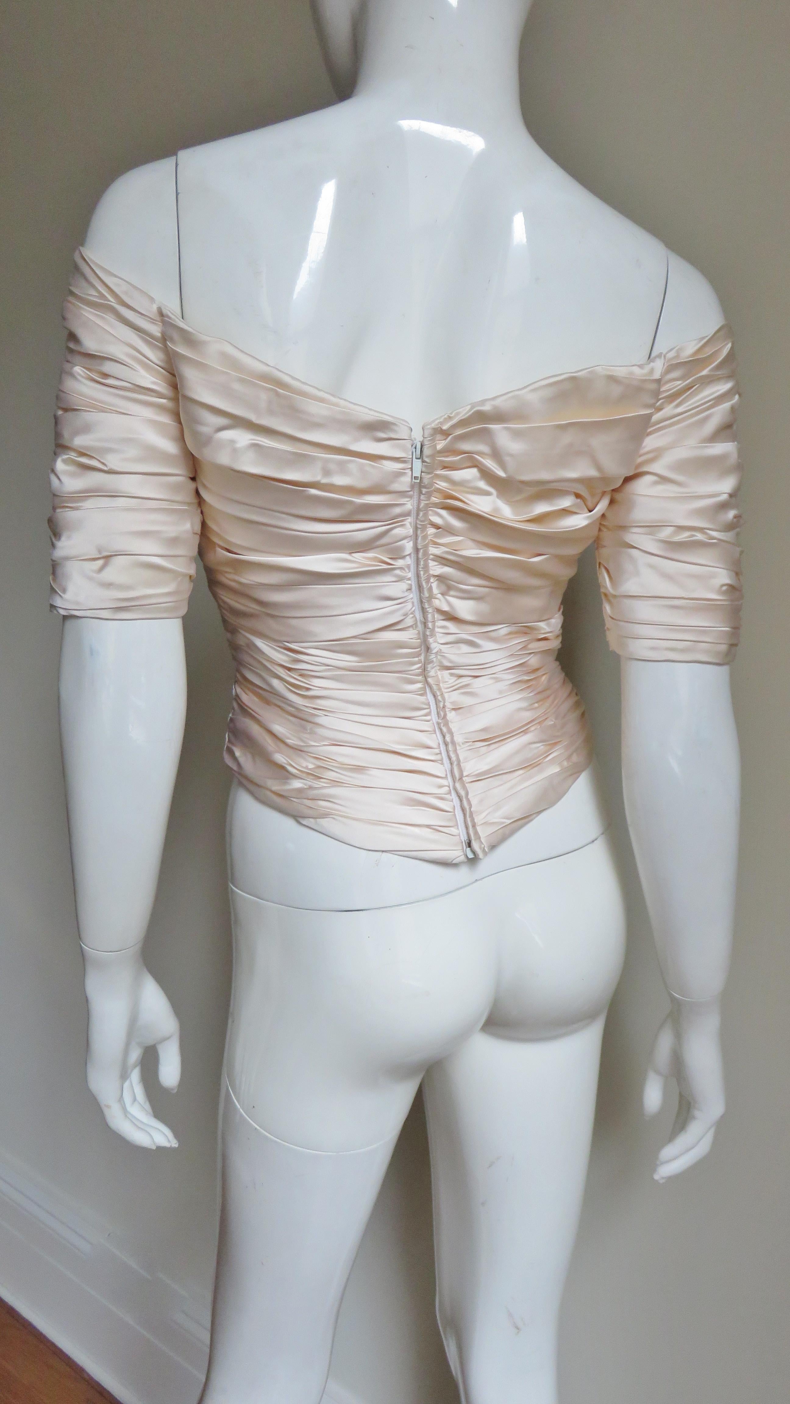  Vicky Tiel Couture Silk Ruched Corset Top  For Sale 6