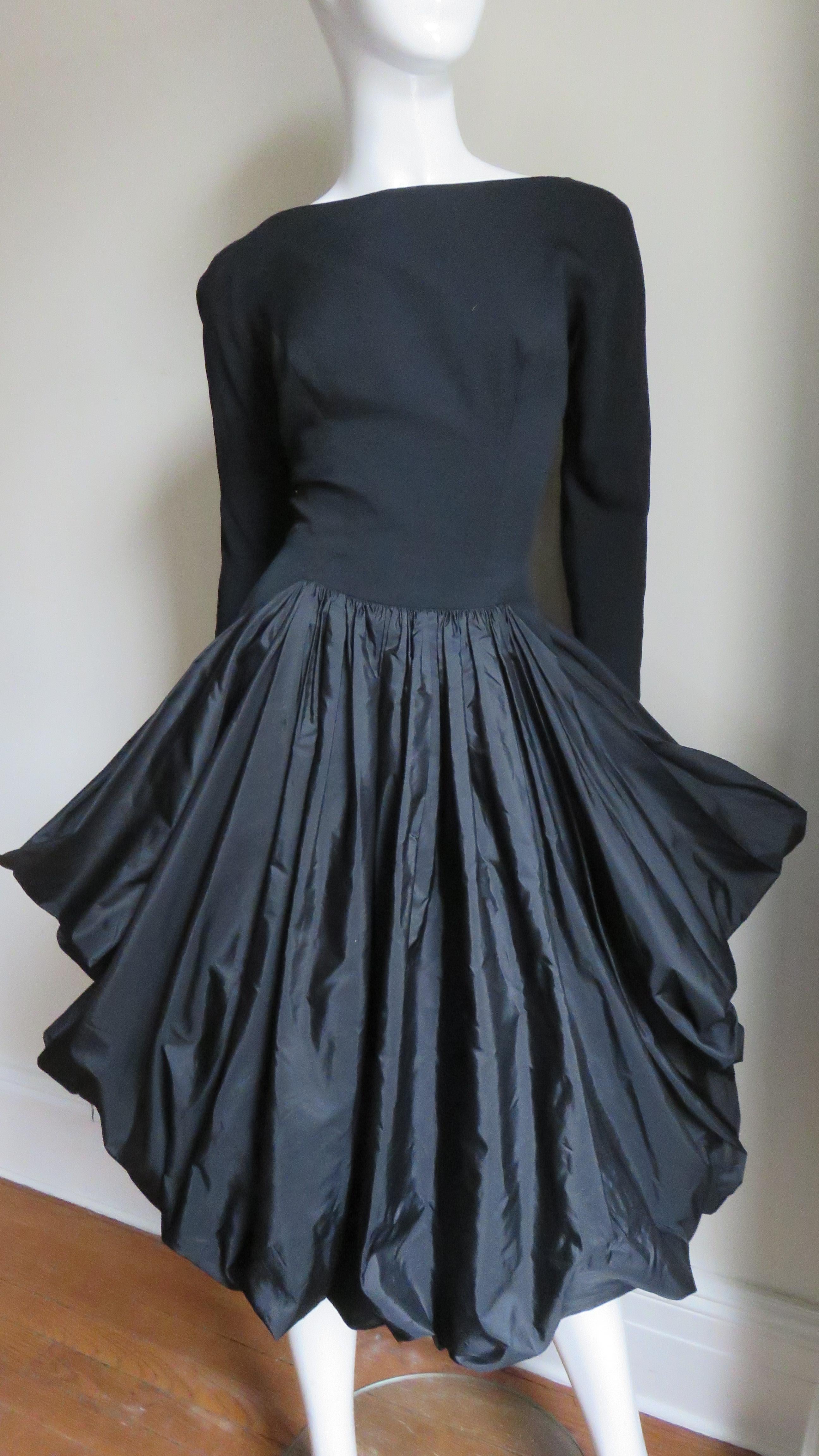 Marberl 1950s Silk Skirt Draped Dress en vente 3