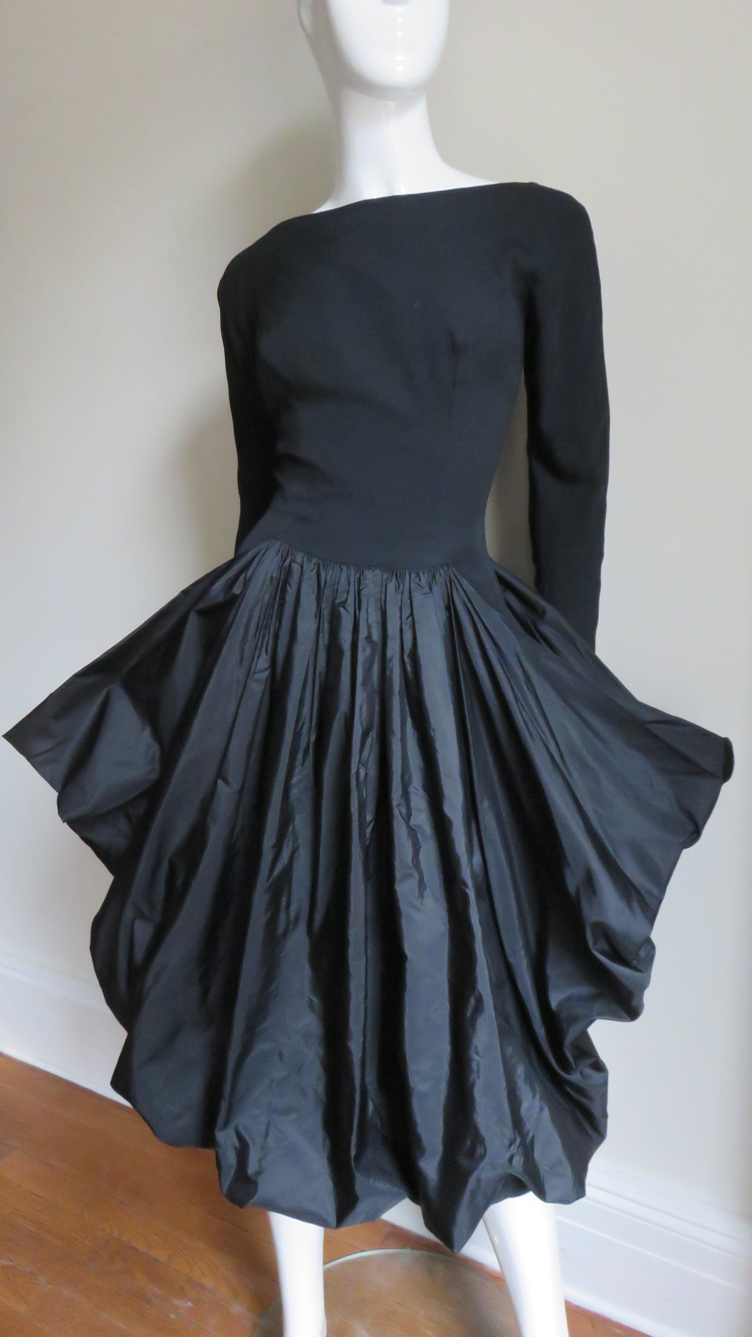 Marberl 1950s Silk Skirt Draped Dress For Sale 3