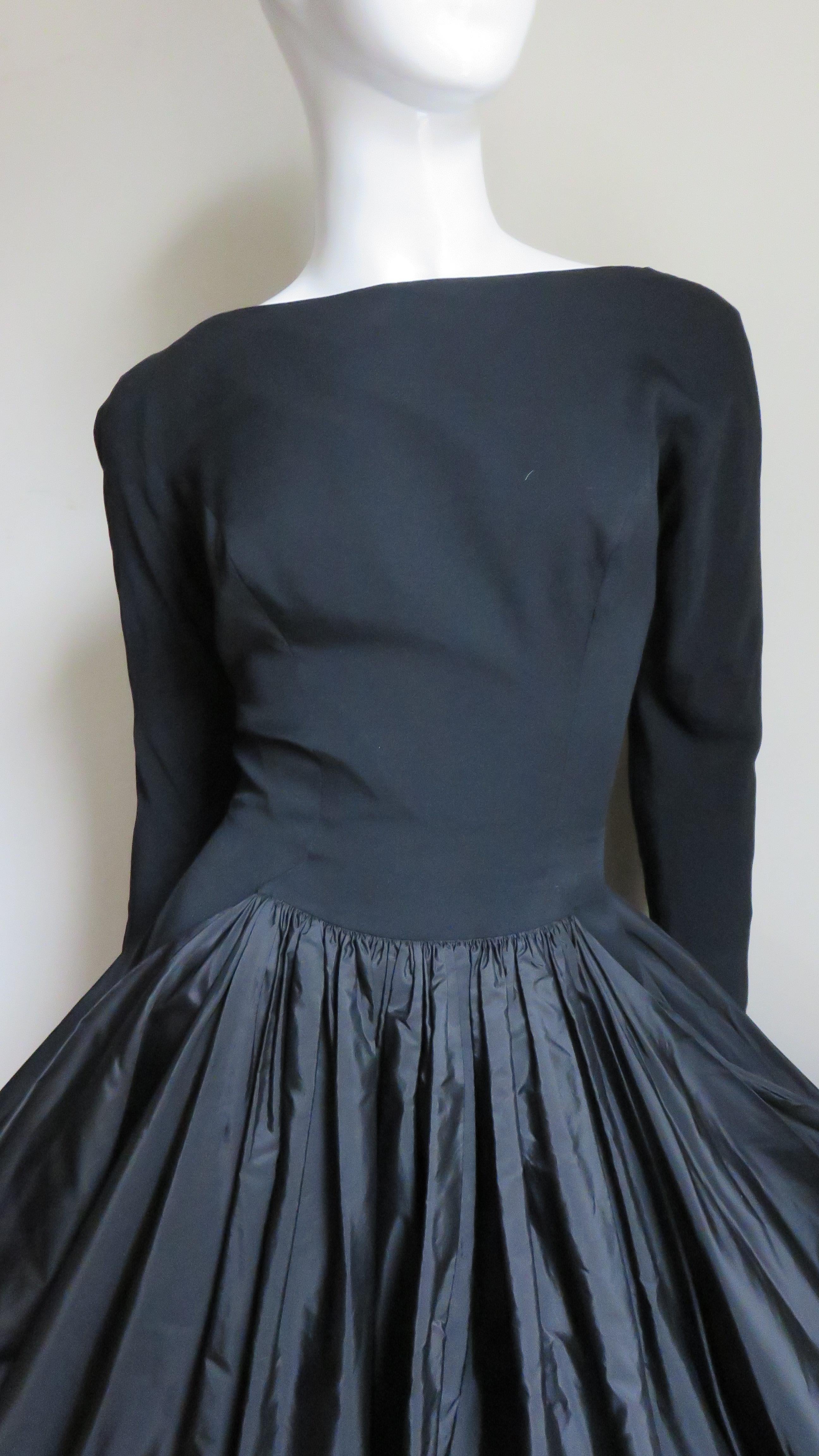Marberl 1950s Silk Skirt Draped Dress In Good Condition For Sale In Water Mill, NY