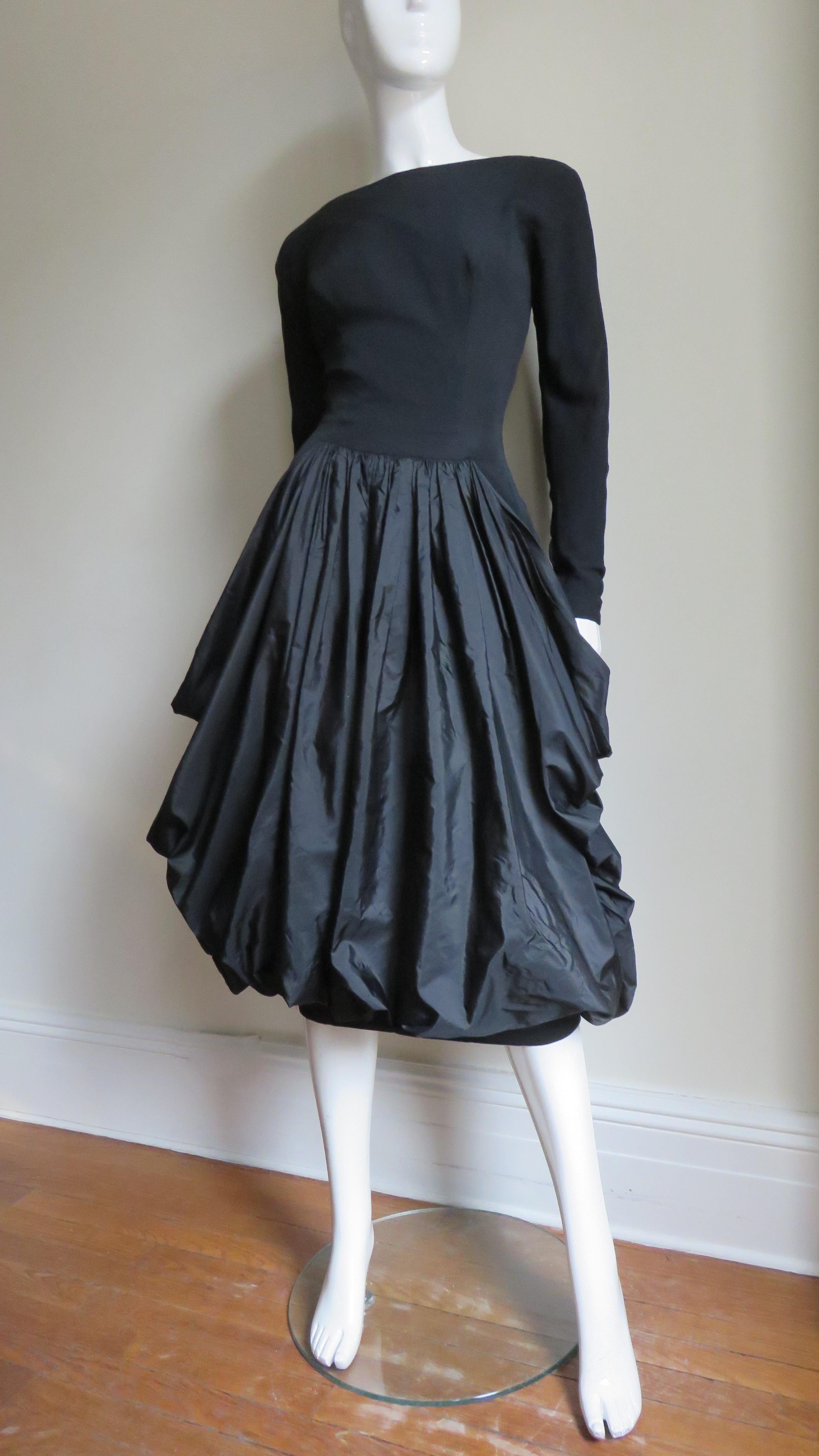 Marberl 1950s Silk Skirt Draped Dress 4