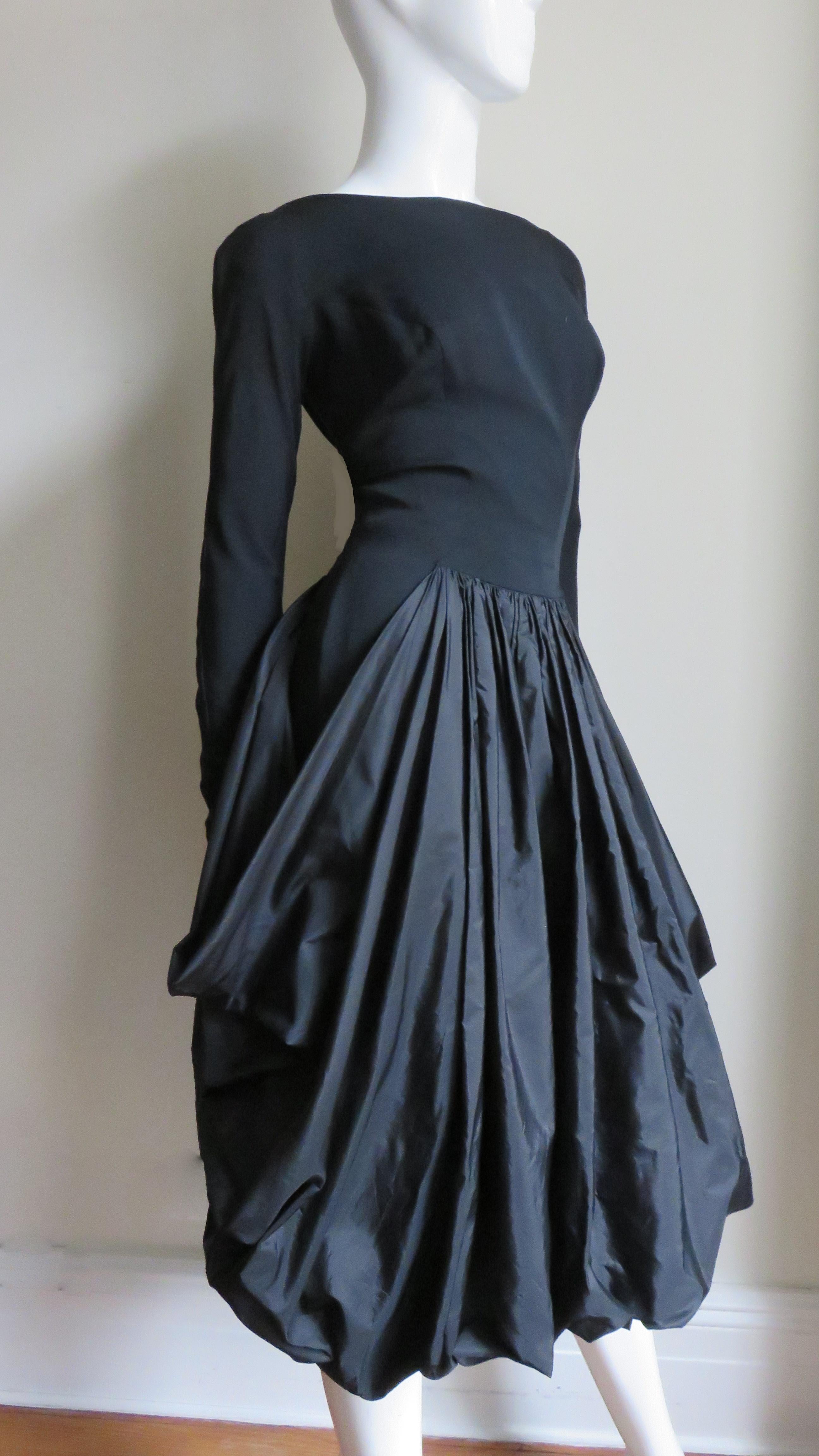 Marberl 1950s Silk Skirt Draped Dress For Sale 6