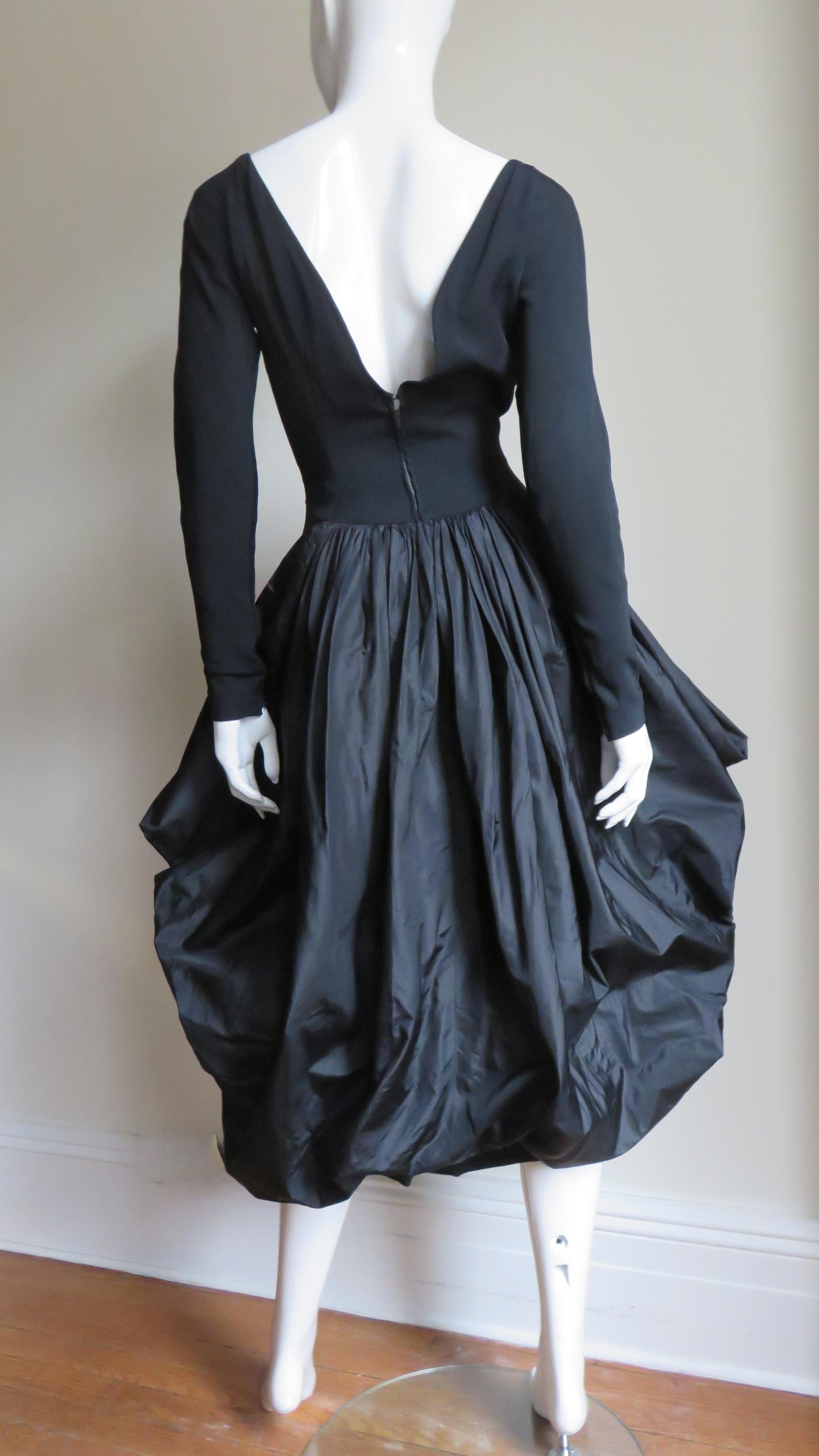 Marberl 1950s Silk Skirt Draped Dress For Sale 7