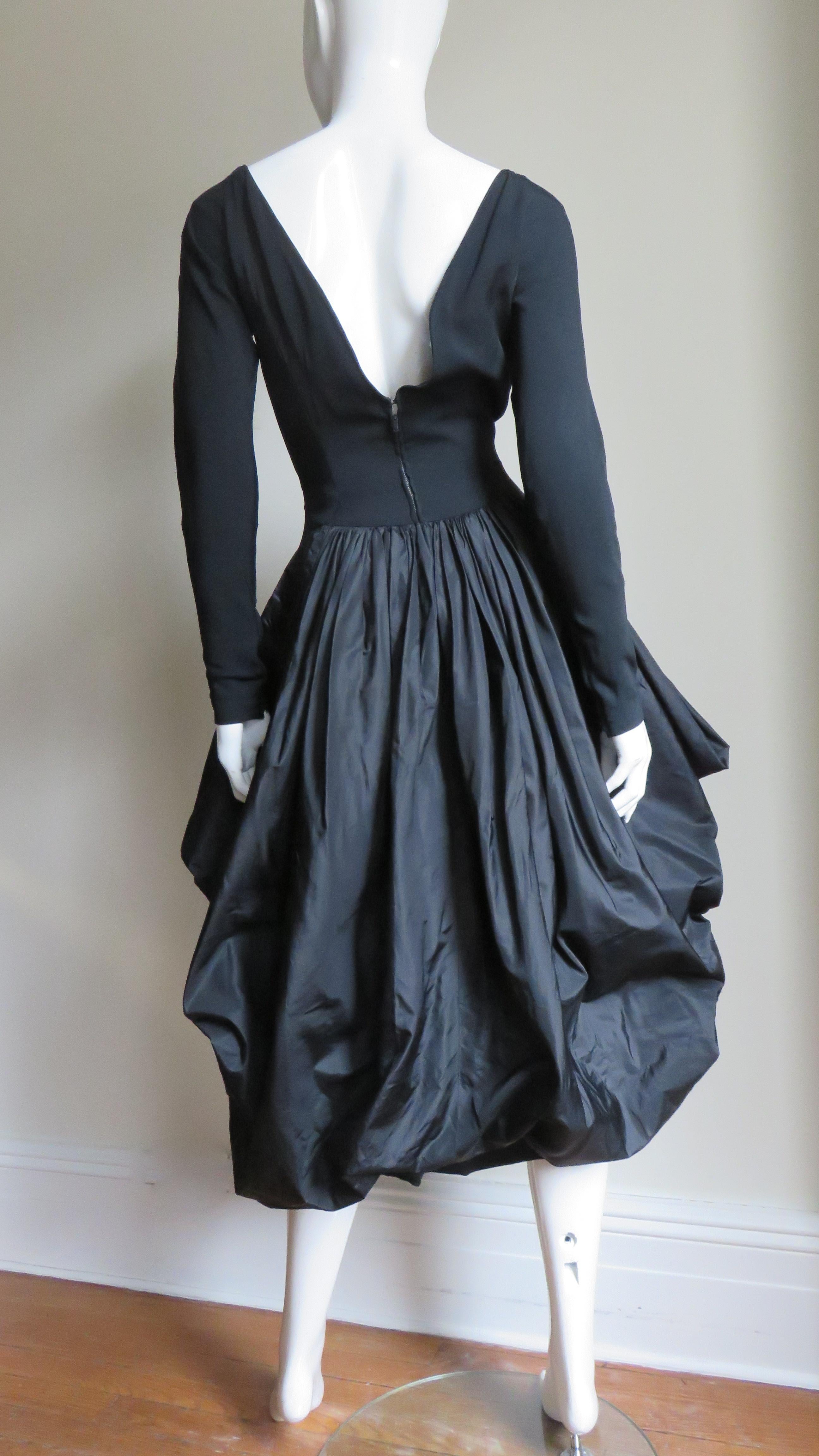 Marberl 1950s Silk Skirt Draped Dress For Sale 11