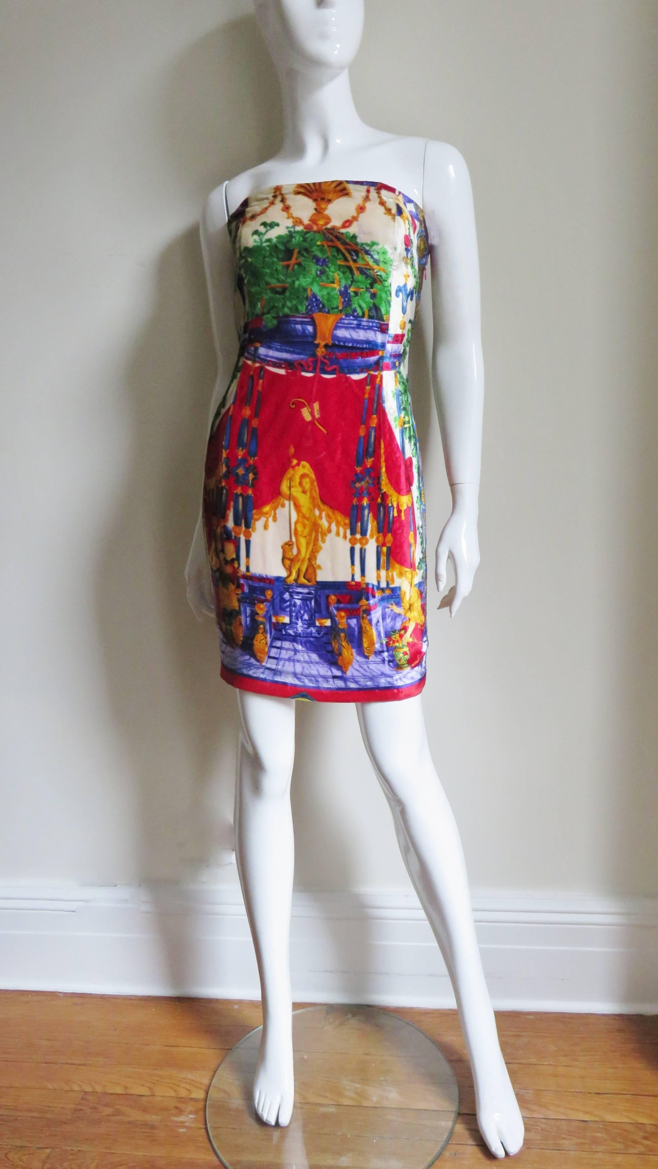 Gianni Versace New Silk Strapless Dress 1990s For Sale 2
