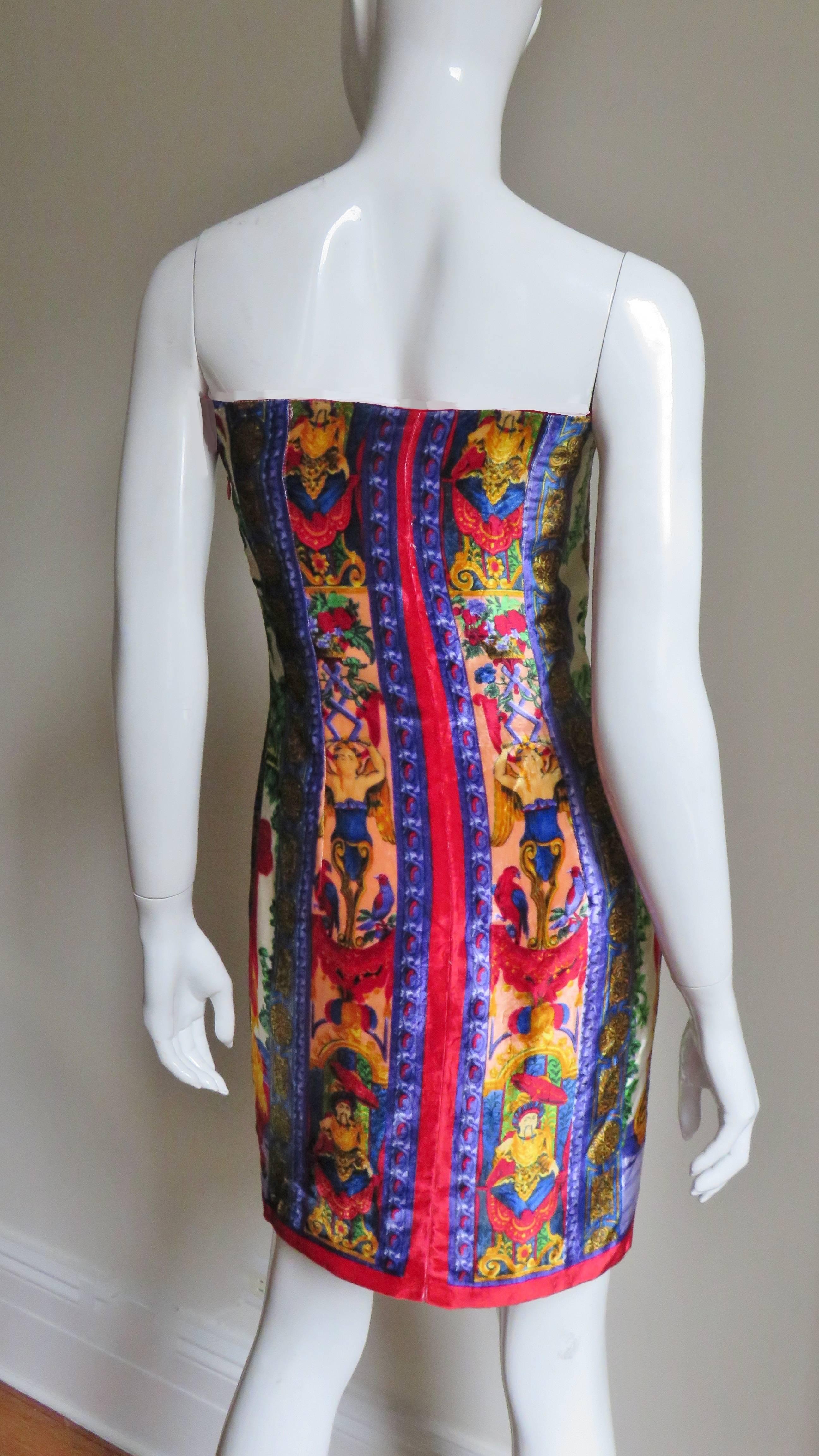 Gianni Versace New Silk Strapless Dress 1990s For Sale 4