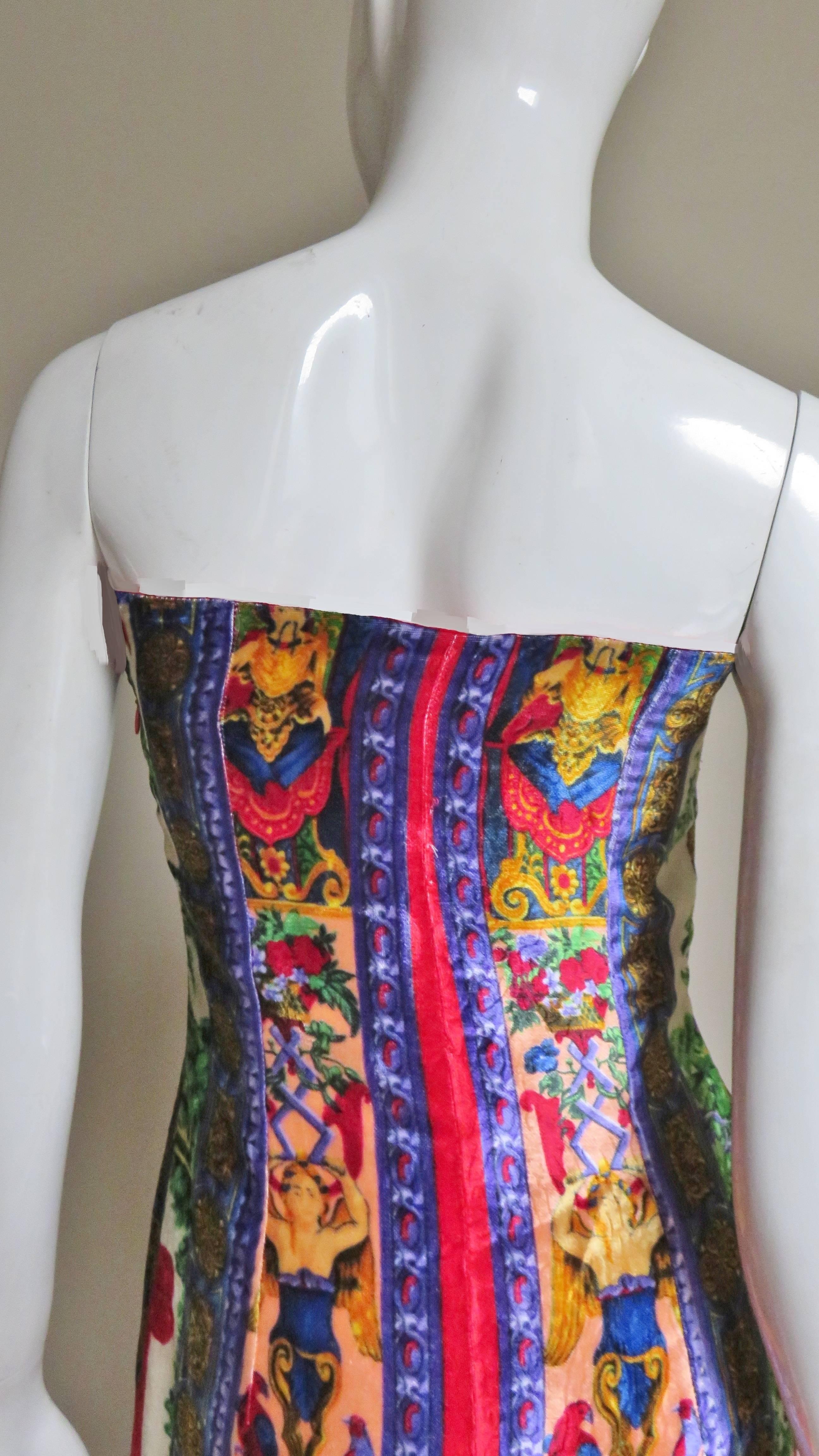 Gianni Versace New Silk Strapless Dress 1990s For Sale 5