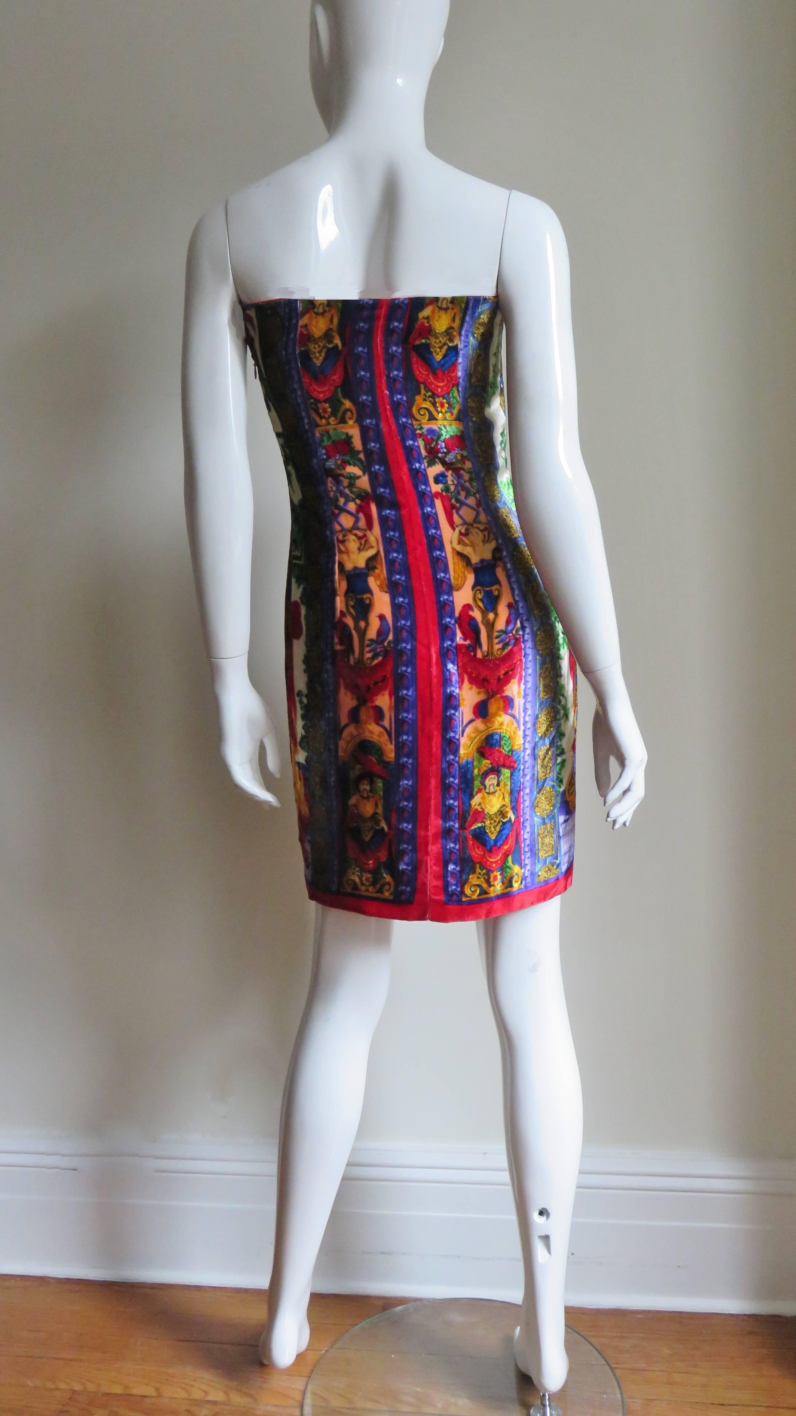 Gianni Versace New Silk Strapless Dress 1990s For Sale 7