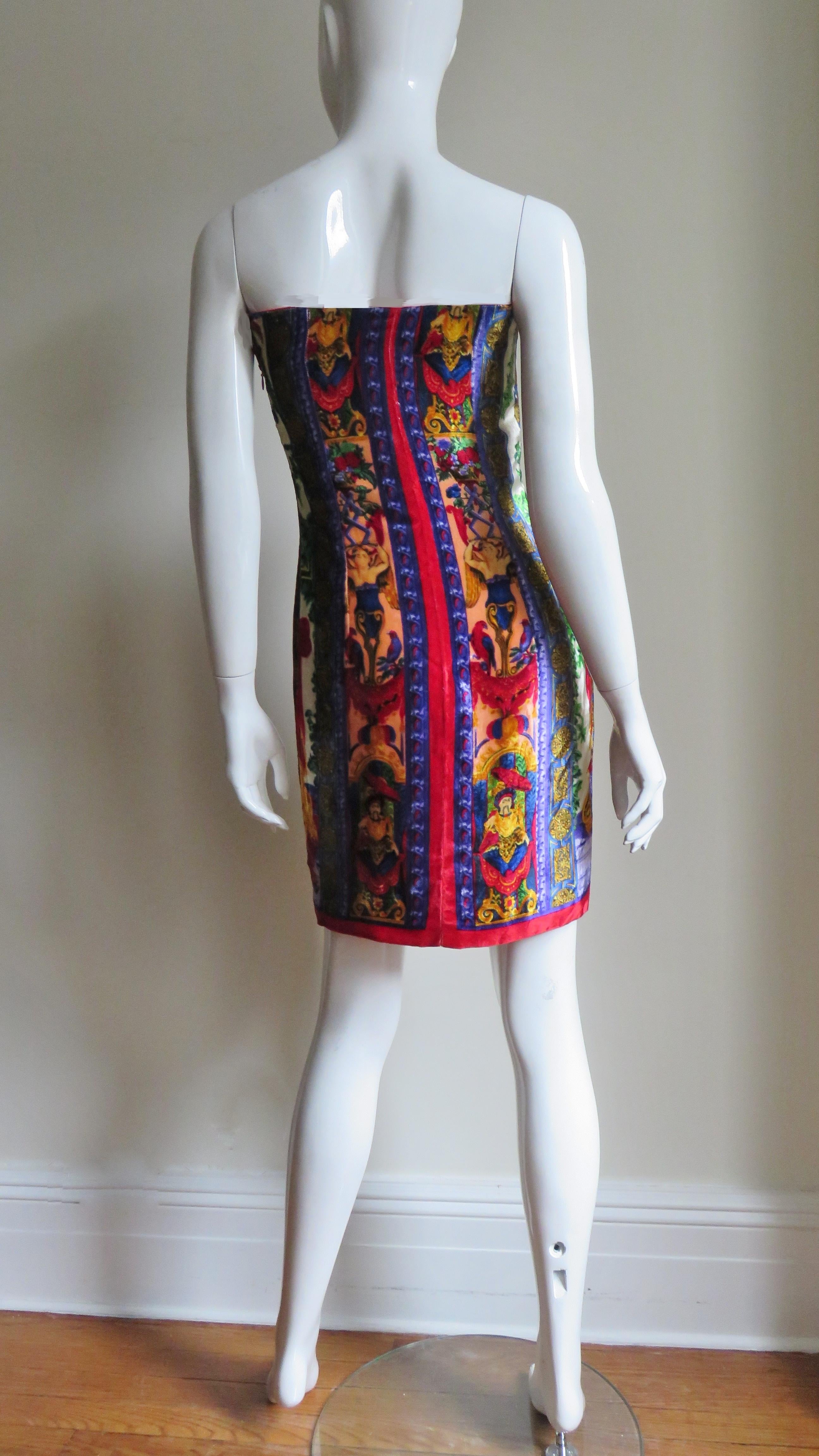 Gianni Versace New Silk Strapless Dress 1990s For Sale 3