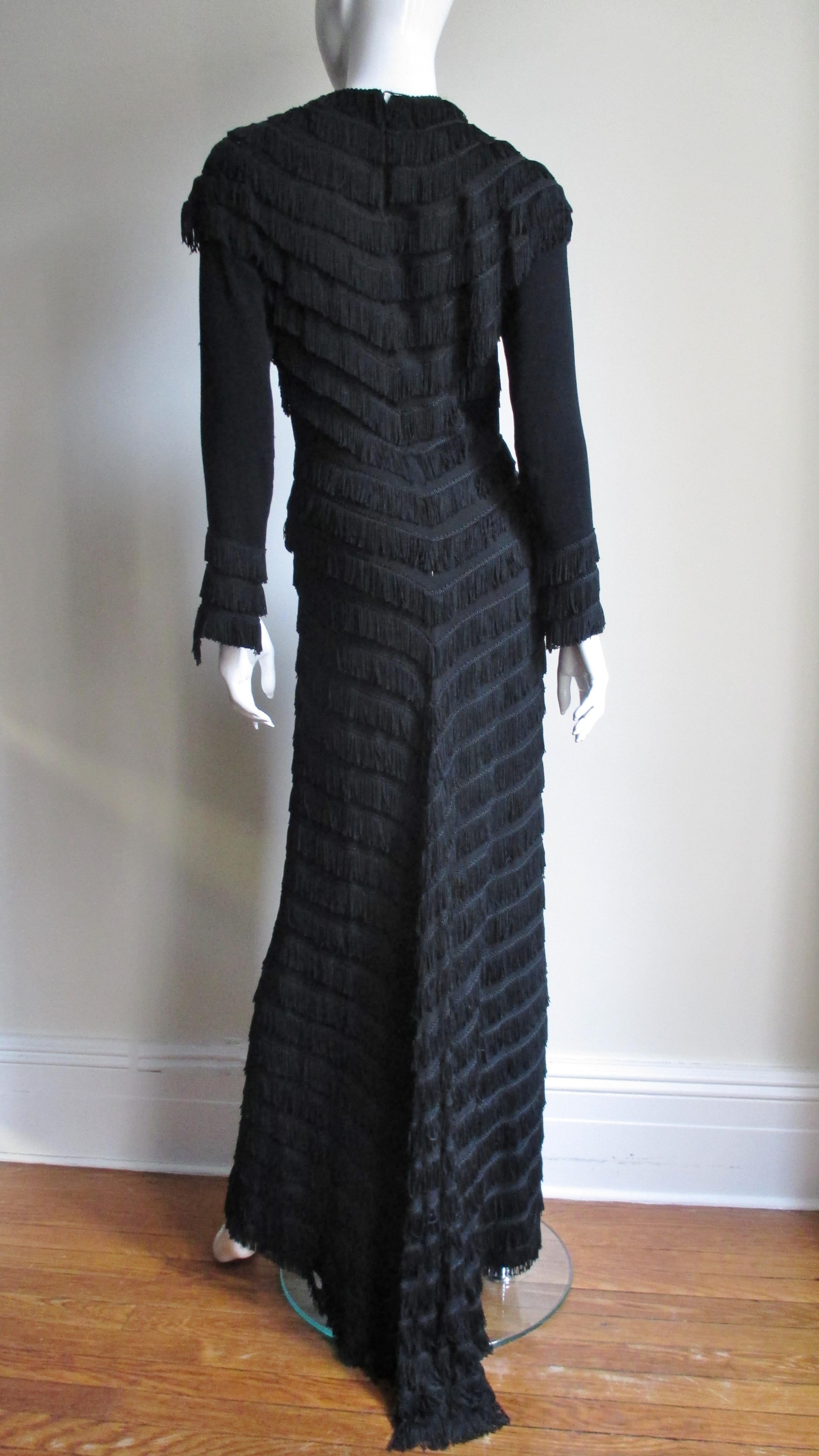  1930s Silk Fringe Gown 7