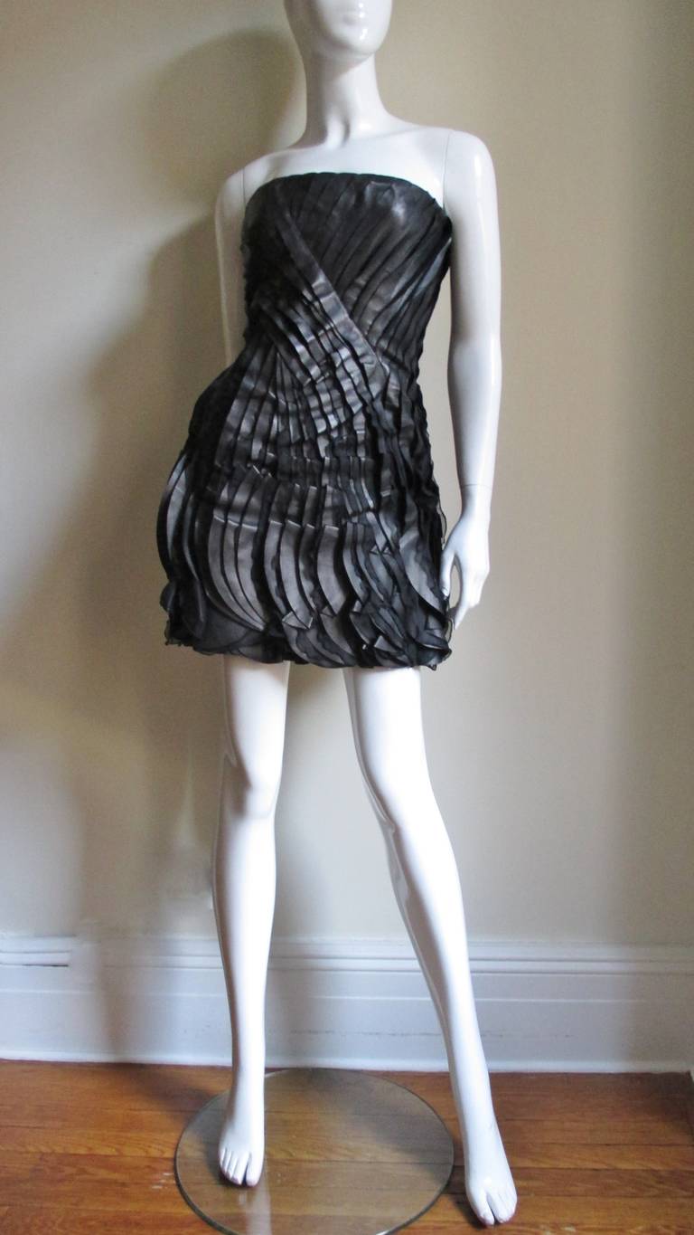 Women's Valentino Leather and Silk Strapless Dress For Sale
