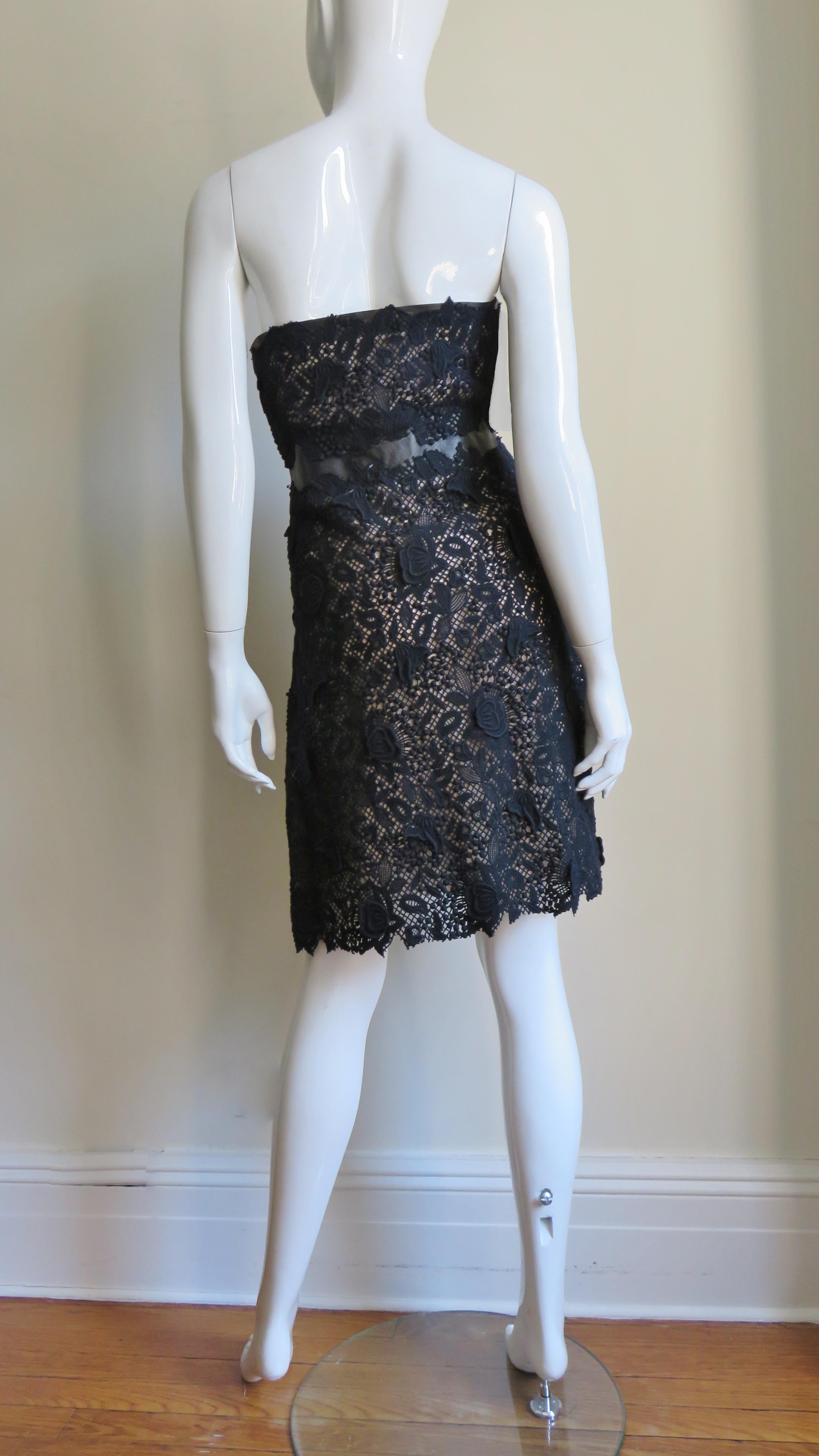 Valentino New Lace and Leather Strapless Dress For Sale 1