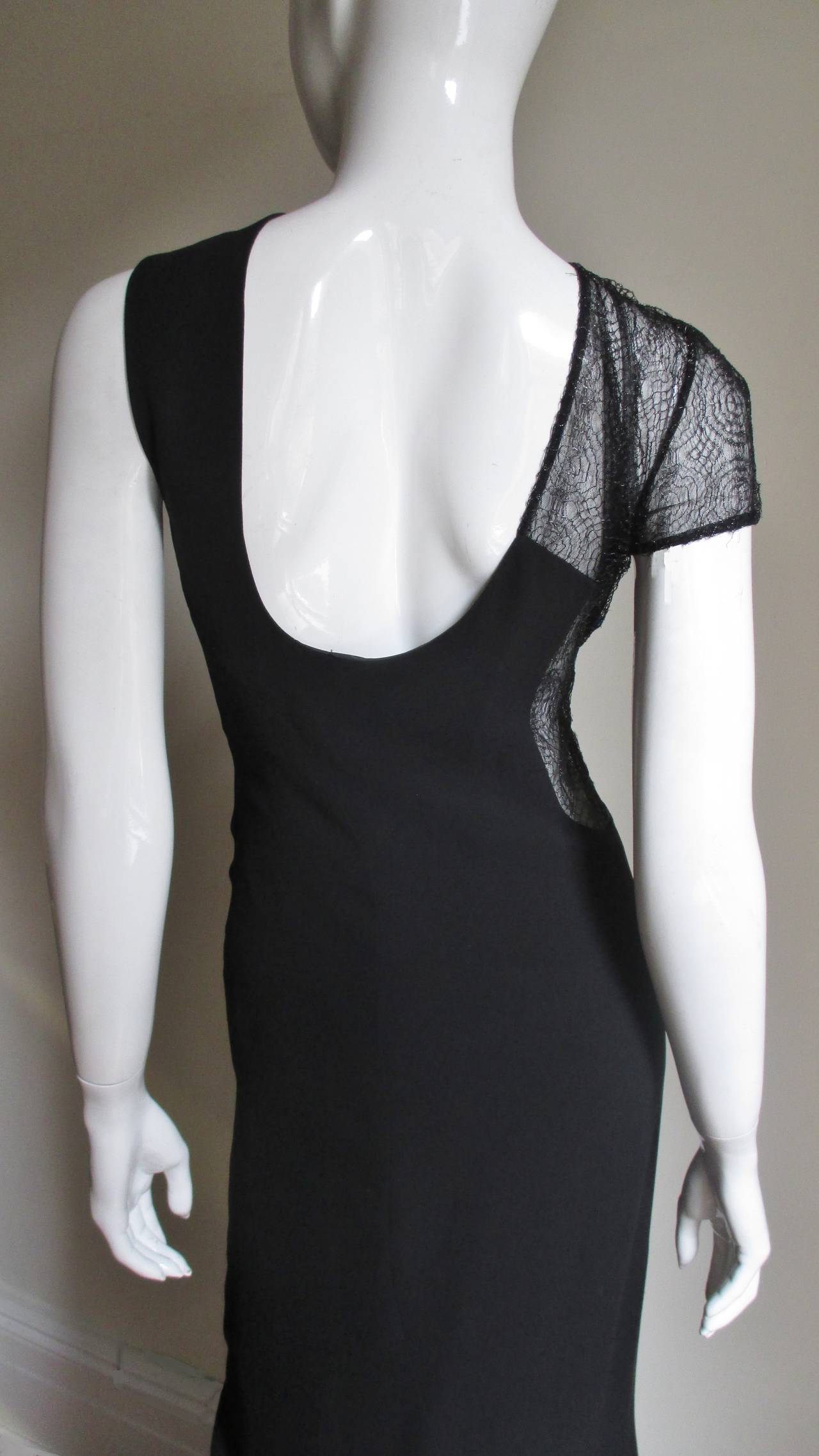 Gianni Versace Couture Asymmetric Gown with Lace Cut outs For Sale 4