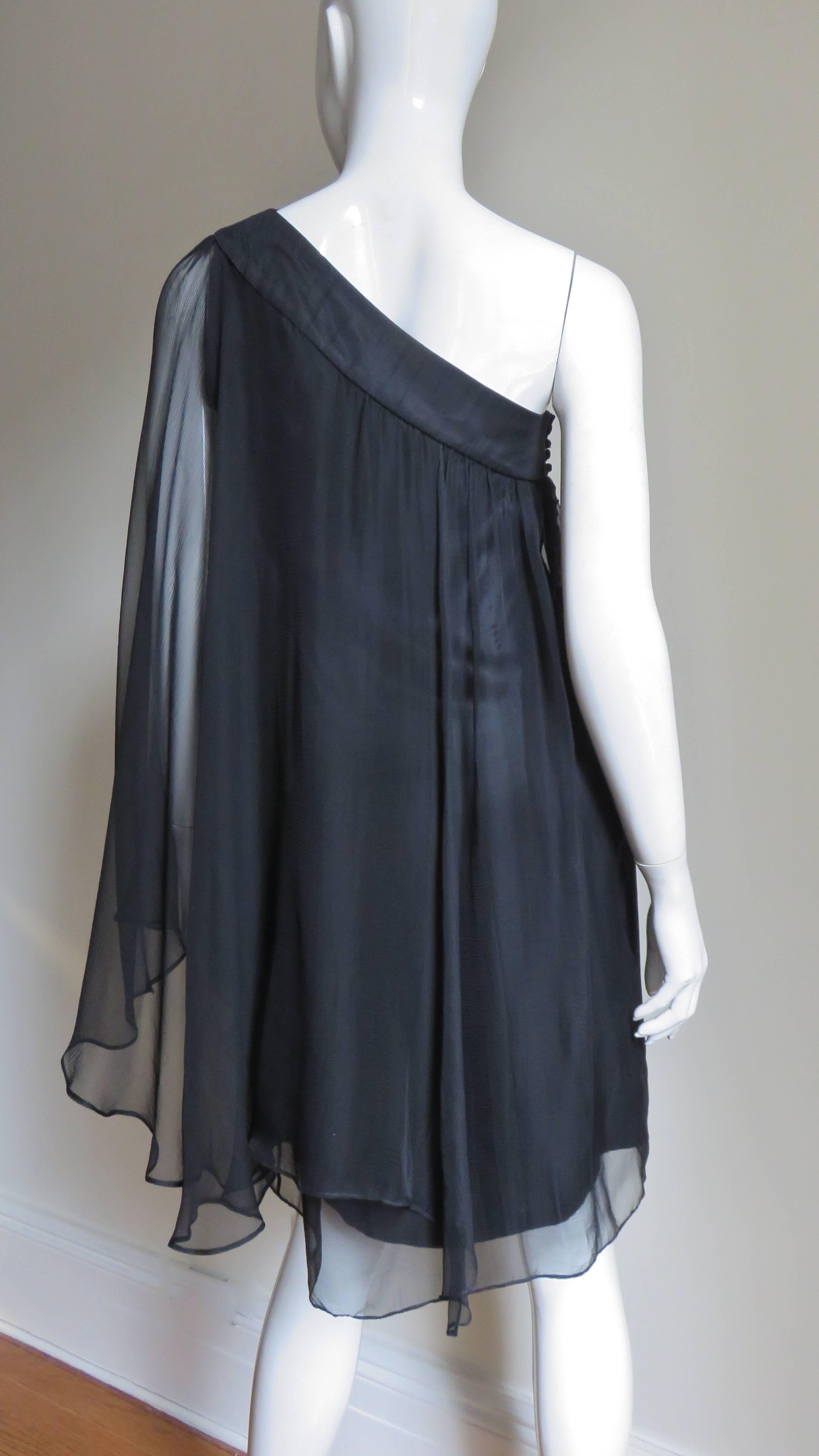 John Galliano for Christian Dior One Shoulder Silk Dress For Sale 2