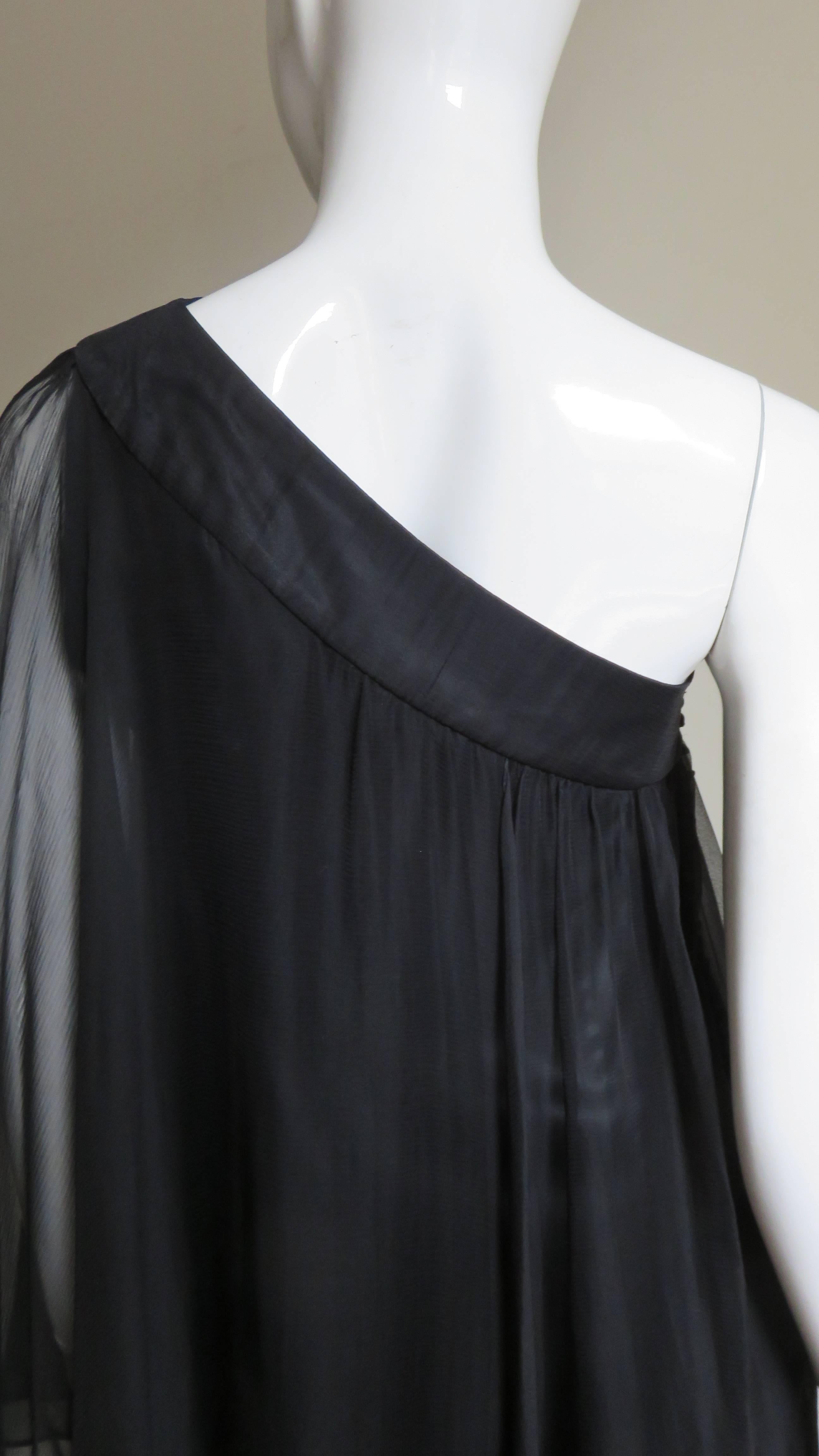 John Galliano for Christian Dior One Shoulder Silk Dress For Sale 3