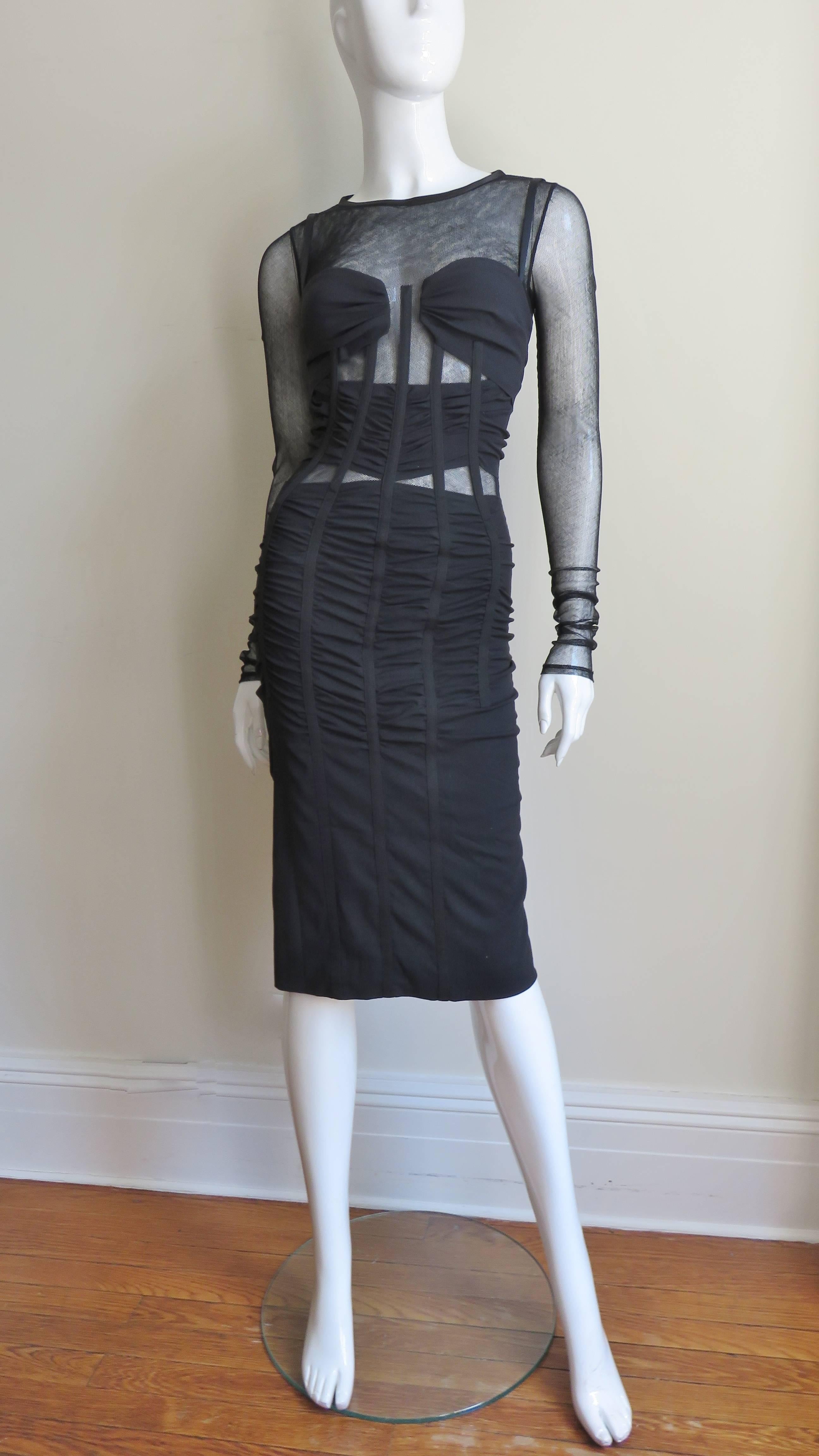 Women's Dolce & Gabbana Silk Corset Dress with Sheer Panels  For Sale