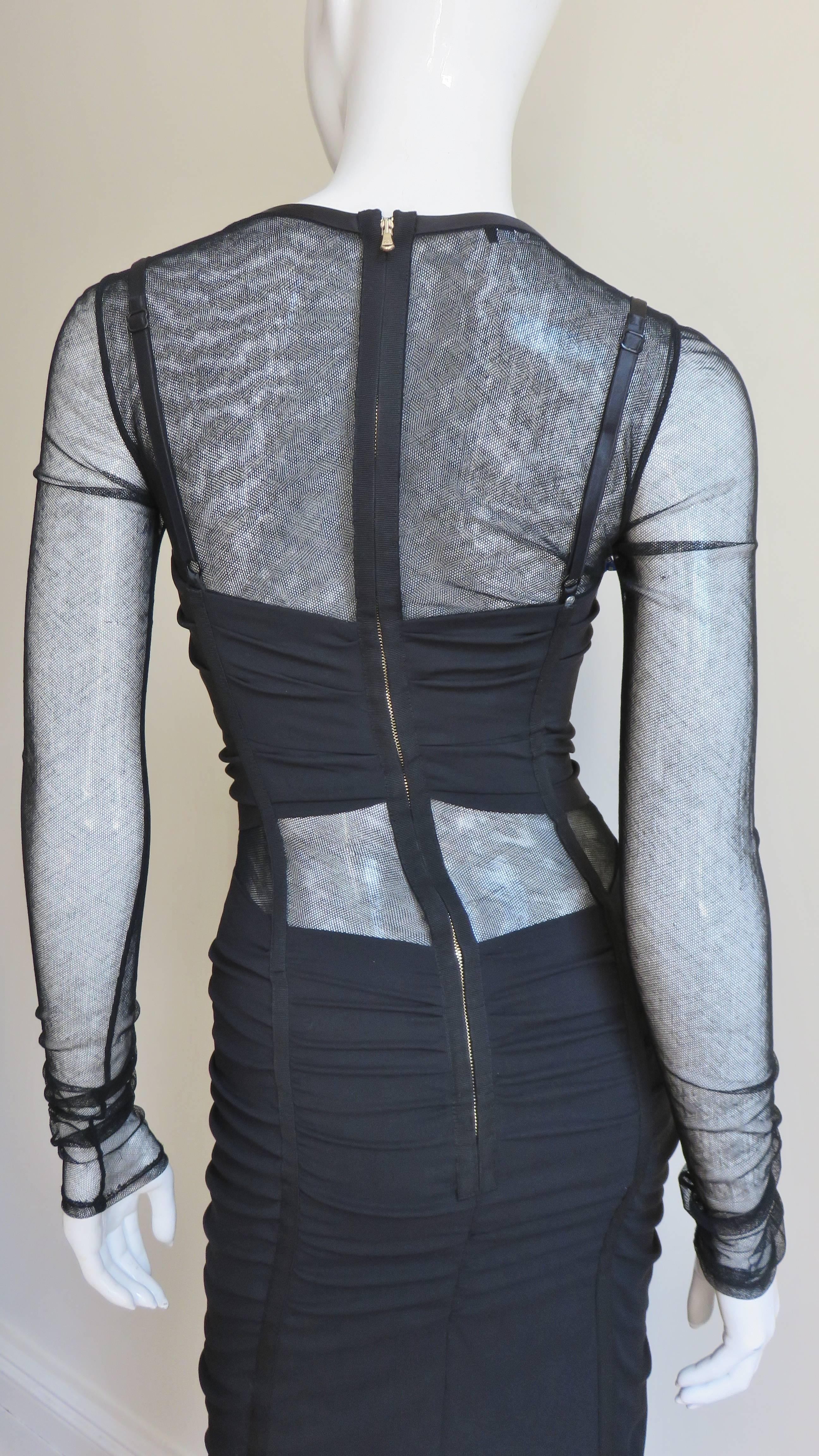 Dolce & Gabbana Silk Corset Dress with Sheer Panels  For Sale 2