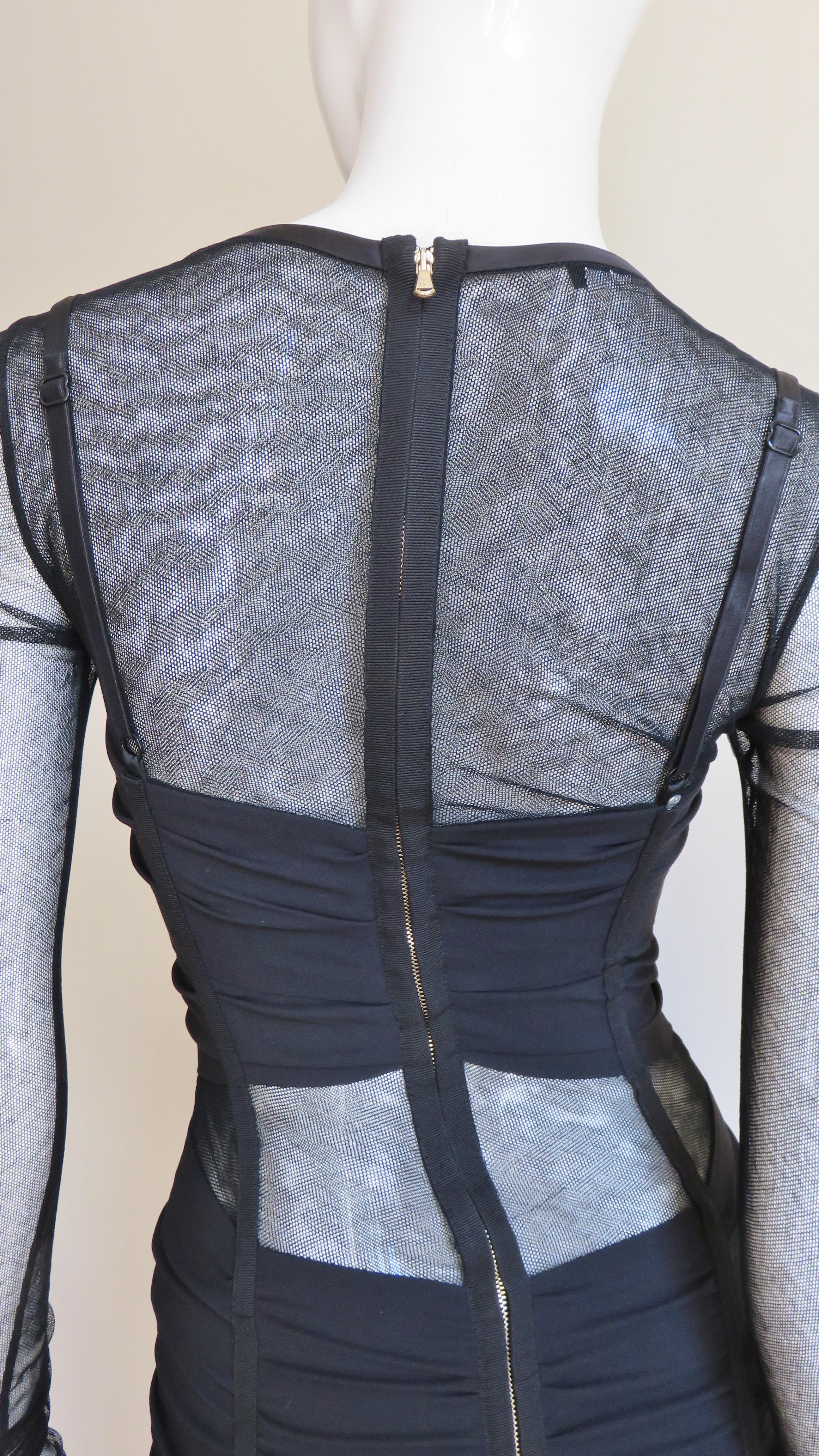 Dolce & Gabbana Silk Corset Dress with Sheer Panels  For Sale 3