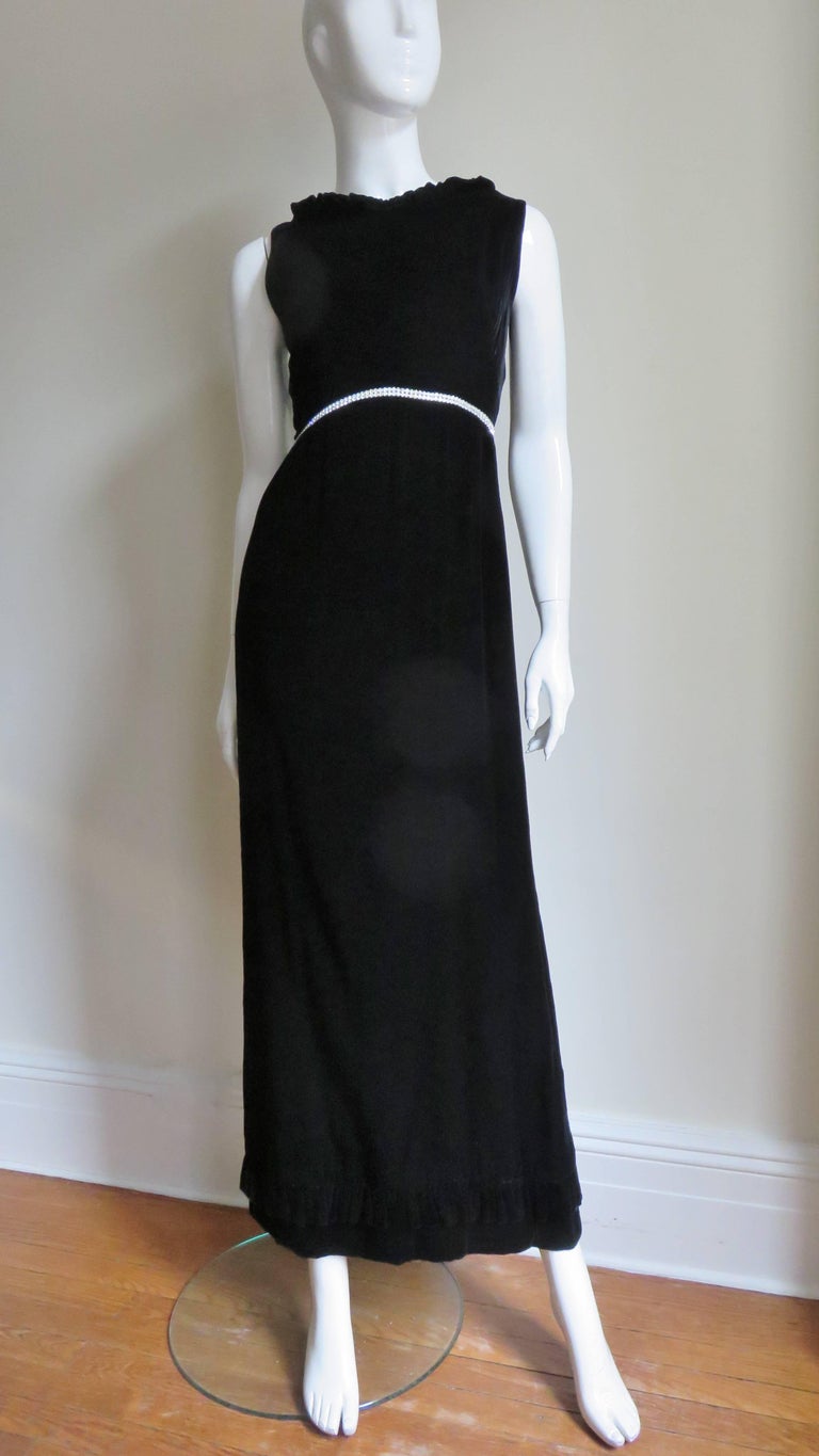 Black Bill Blass 1960s Silk Velvet Gown and Cape For Sale