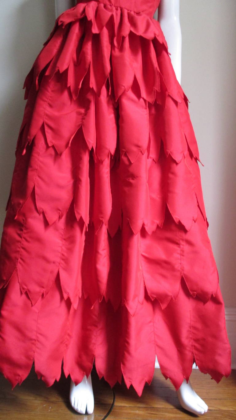 Travilla Strapless Silk Strapless Gown 1970s For Sale 2