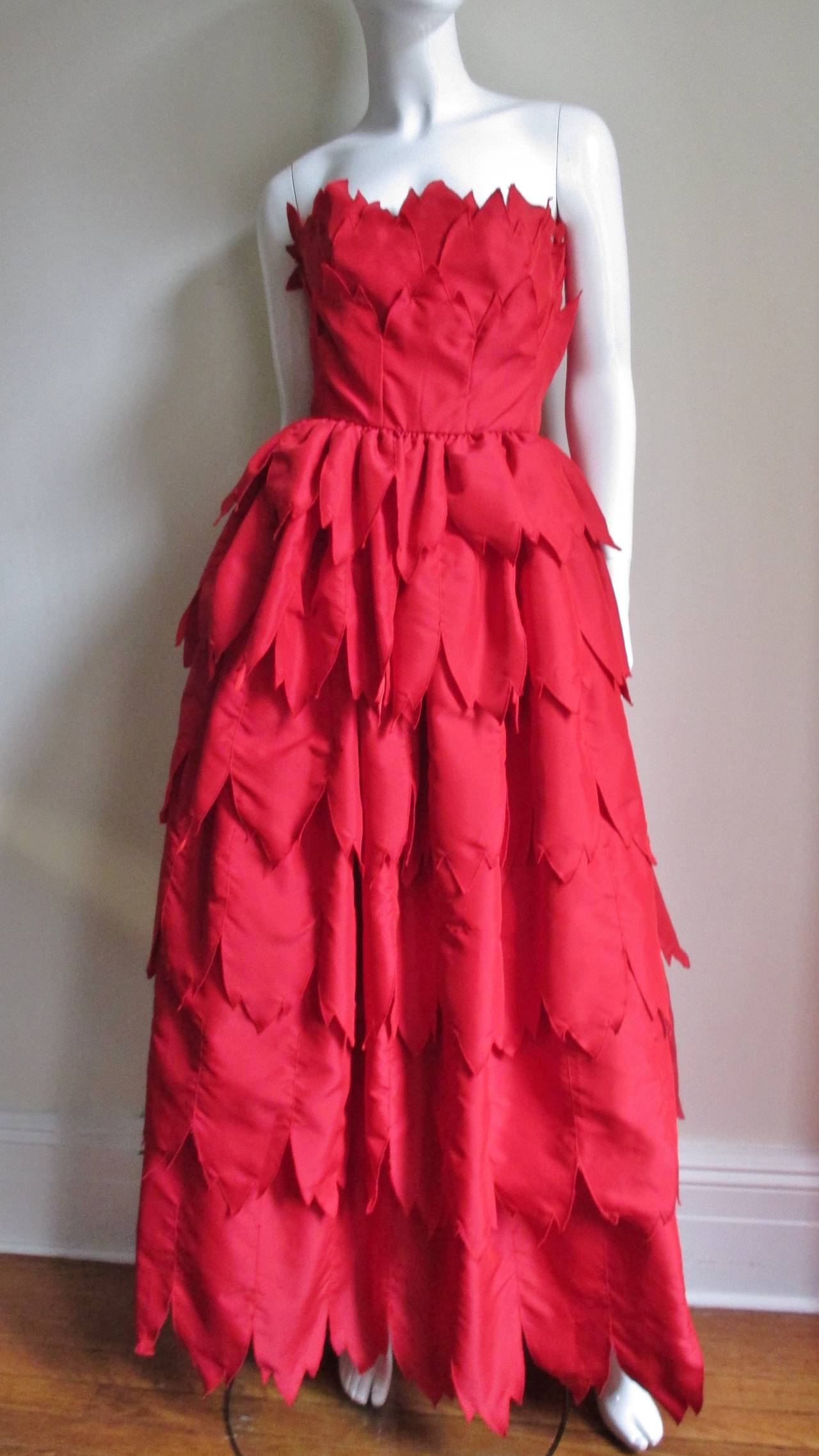 Travilla Strapless Silk Strapless Gown 1970s For Sale 3