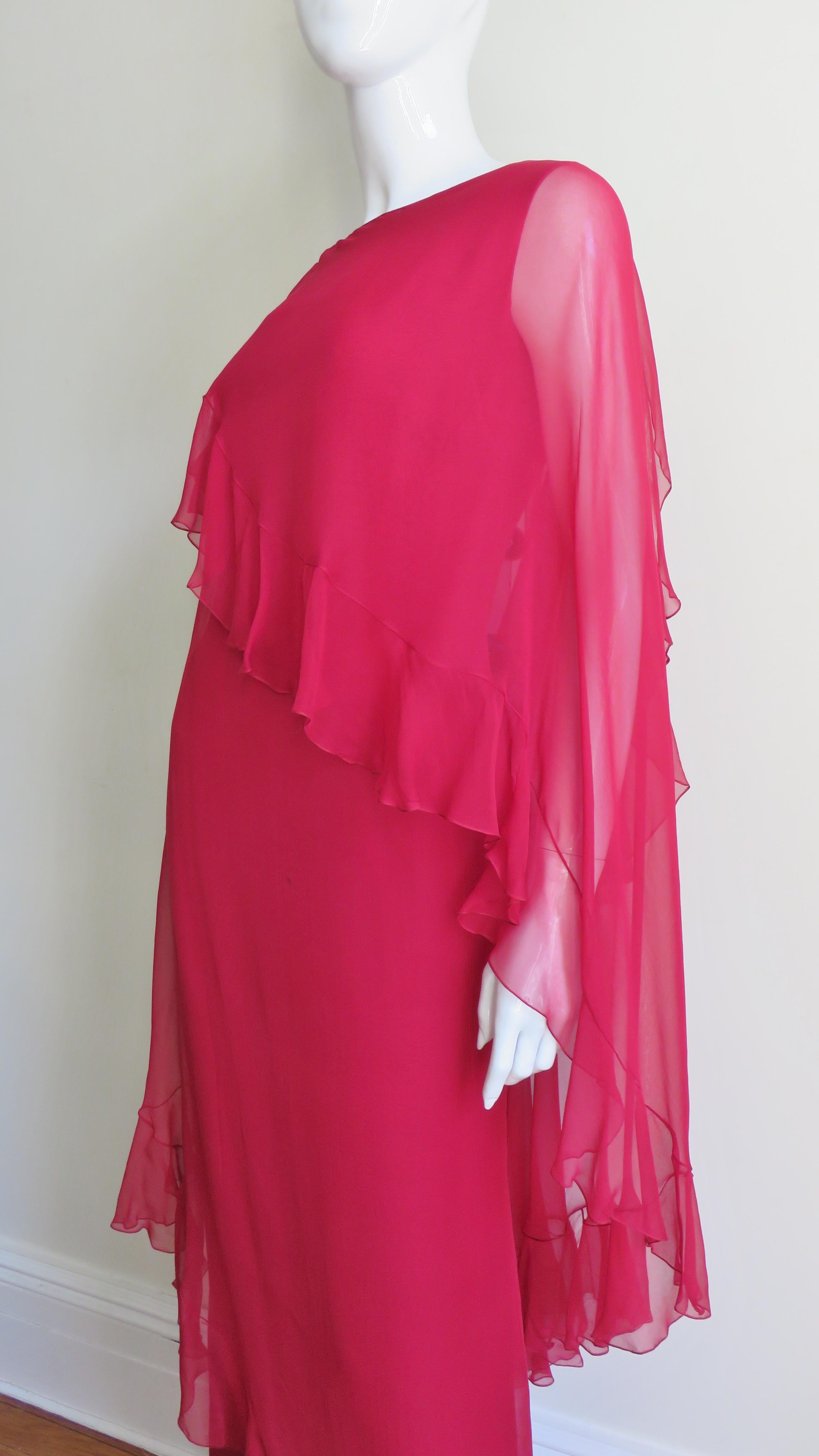 Jean Louis Silk Gown with Draping 1960s In Good Condition In Water Mill, NY
