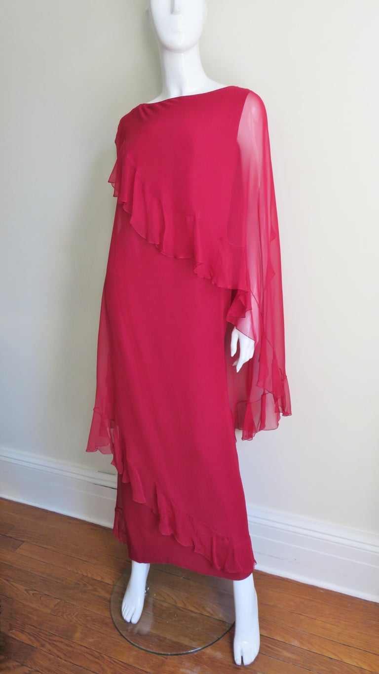 Jean Louis Silk Gown with Draping 1960s For Sale 2