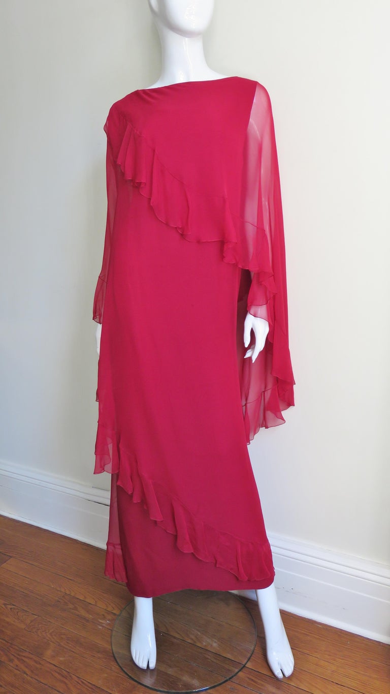 Jean Louis Silk Gown with Draping 1960s For Sale 3
