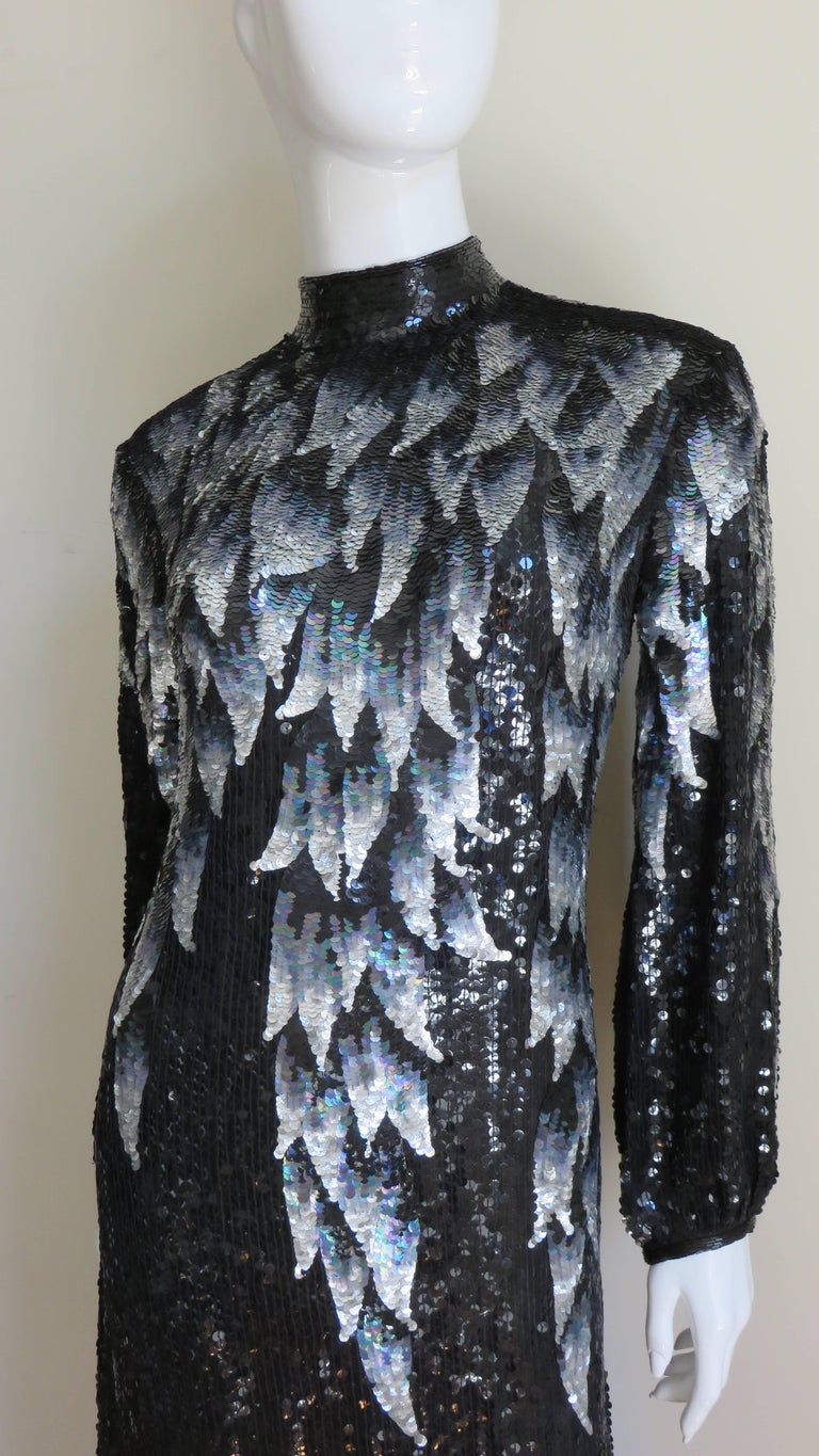 1970s Halston Sequin Silk Dress For Sale at 1stdibs