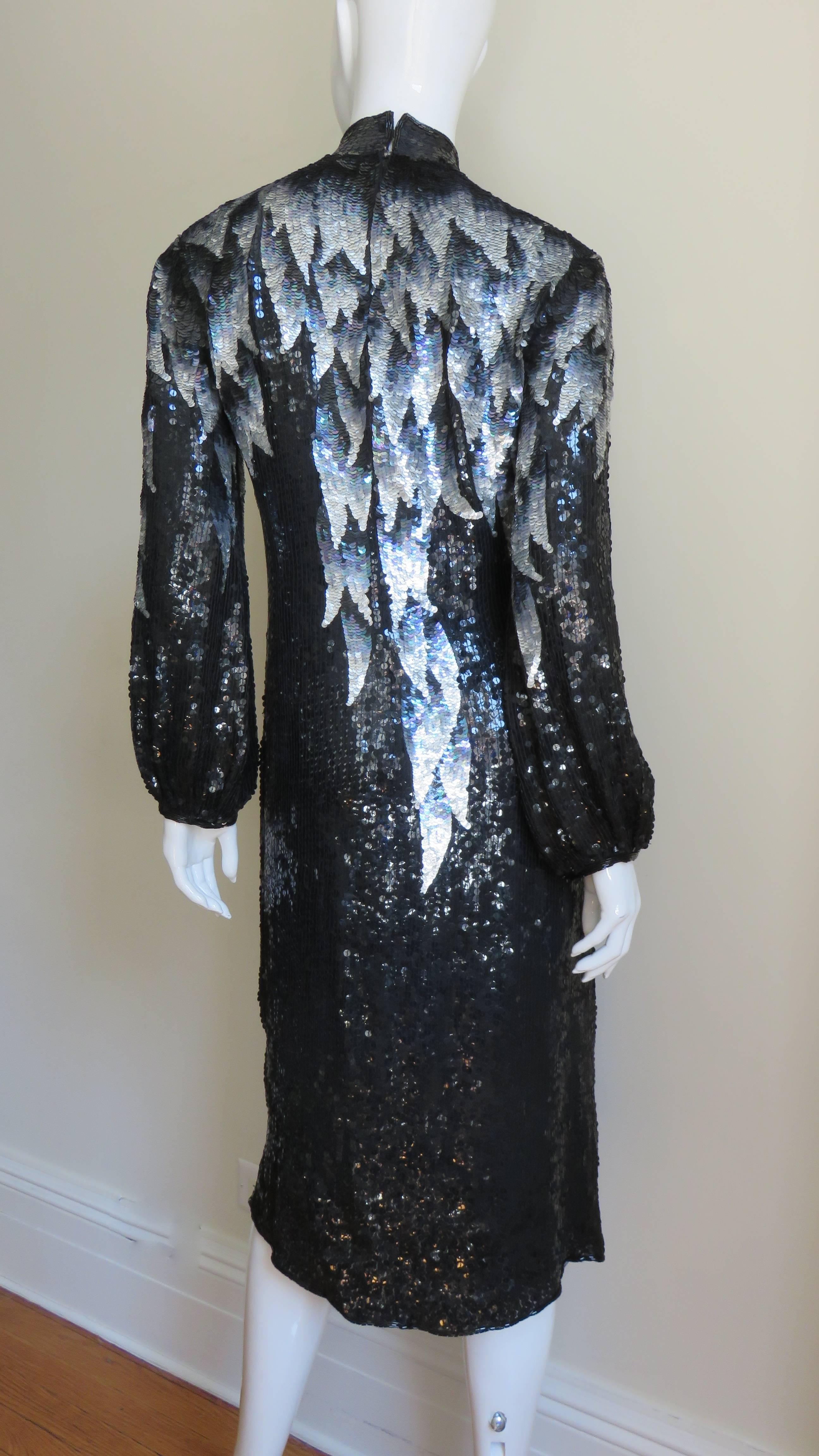 Women's Halston Sequin Silk Dress 1970s