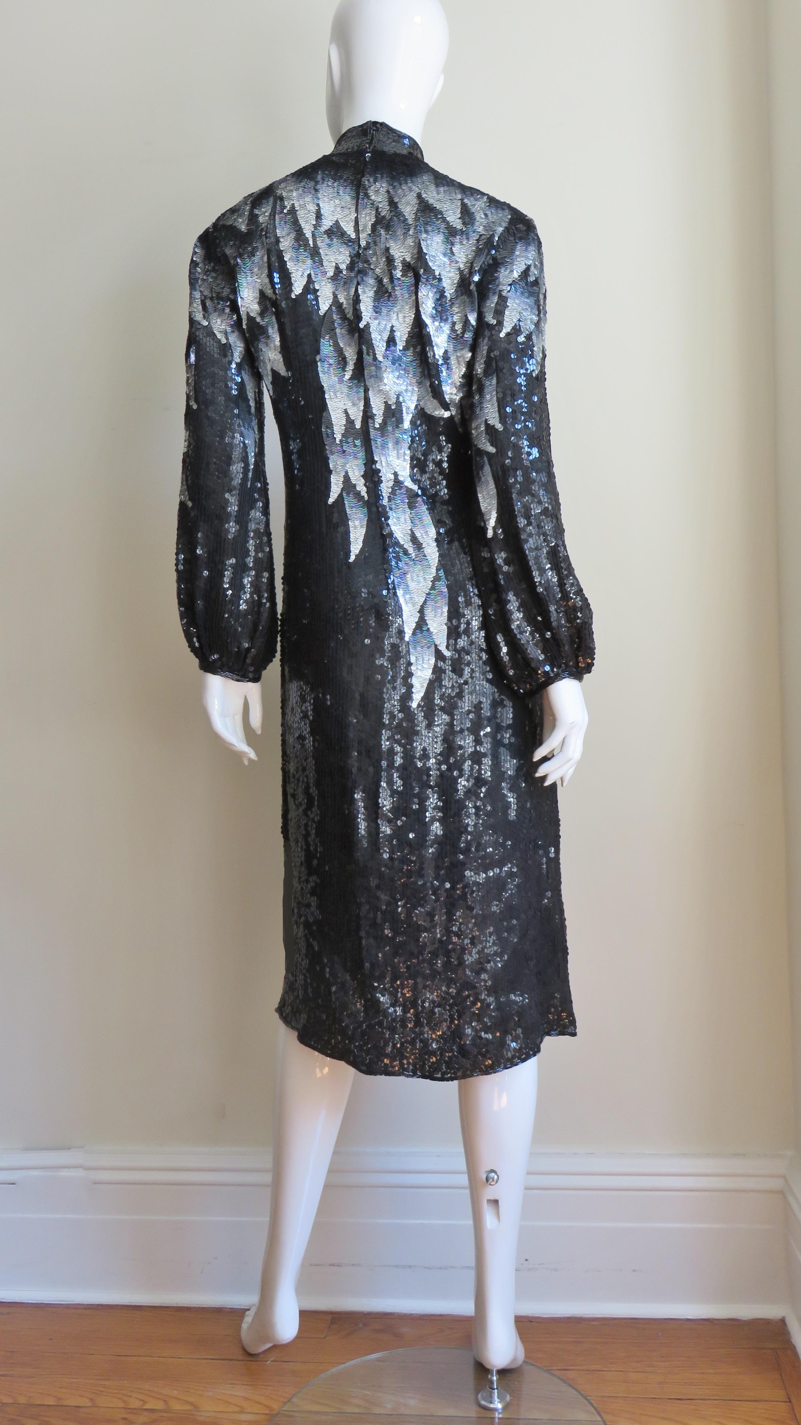 Halston Sequin Silk Dress 1970s 3