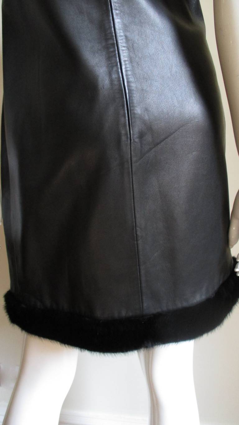  Gianni Versace Leather Dress with Mink Hem F/W 1997 For Sale 4