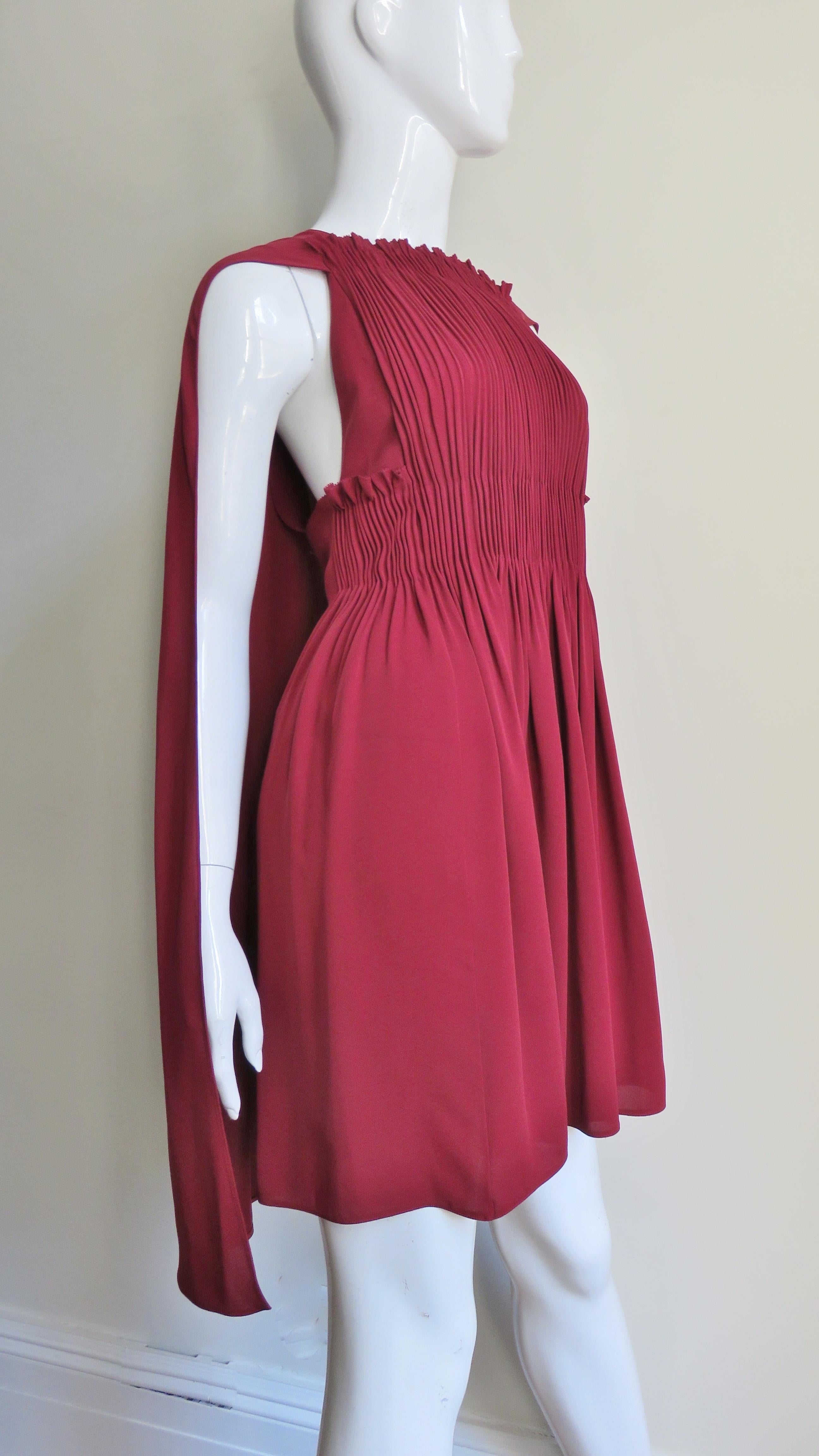 Valentino New Silk Dress with Cape In New Condition For Sale In Water Mill, NY