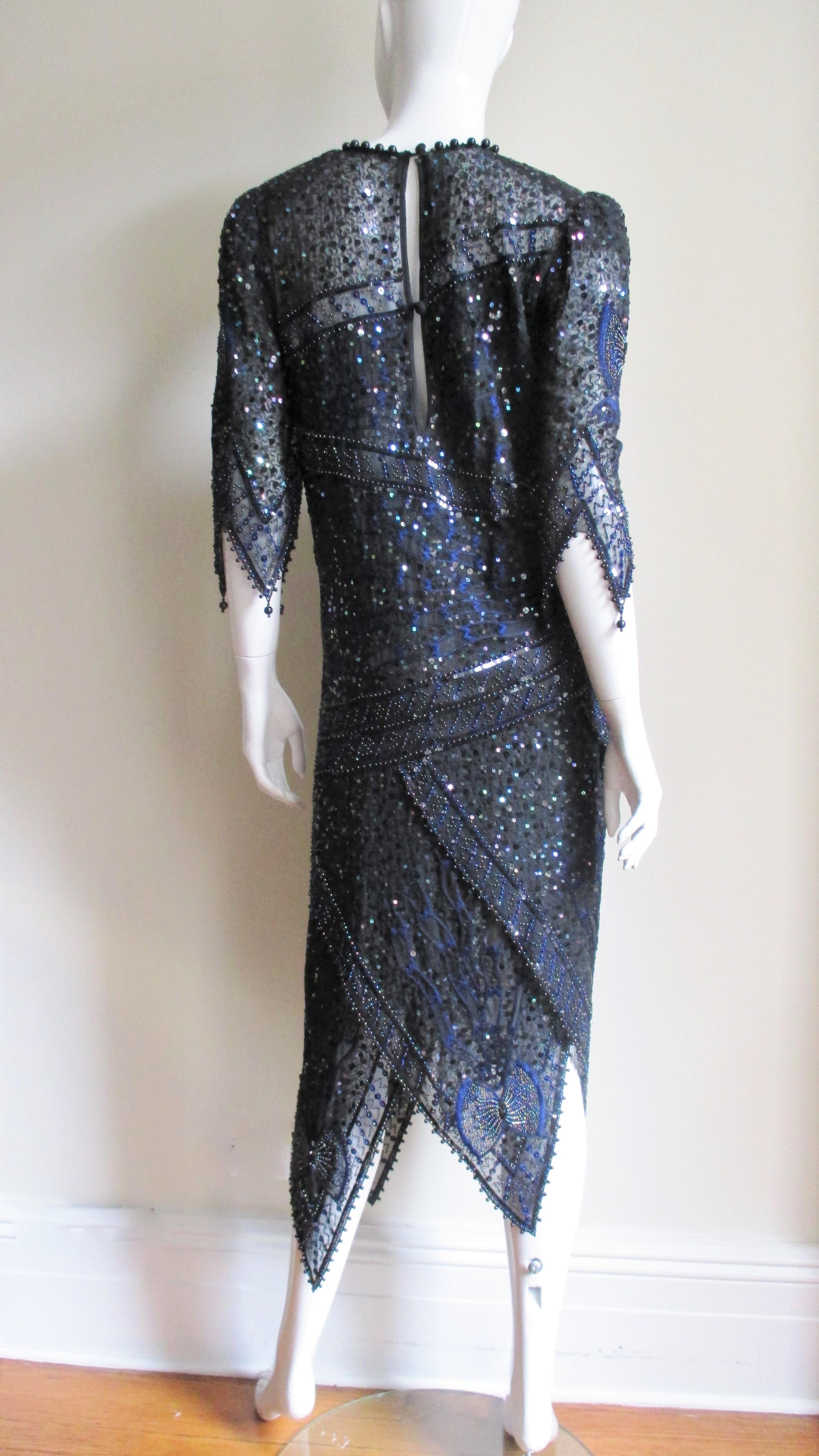 Zandra Rhodes Beaded Silk Dress 1970s 8