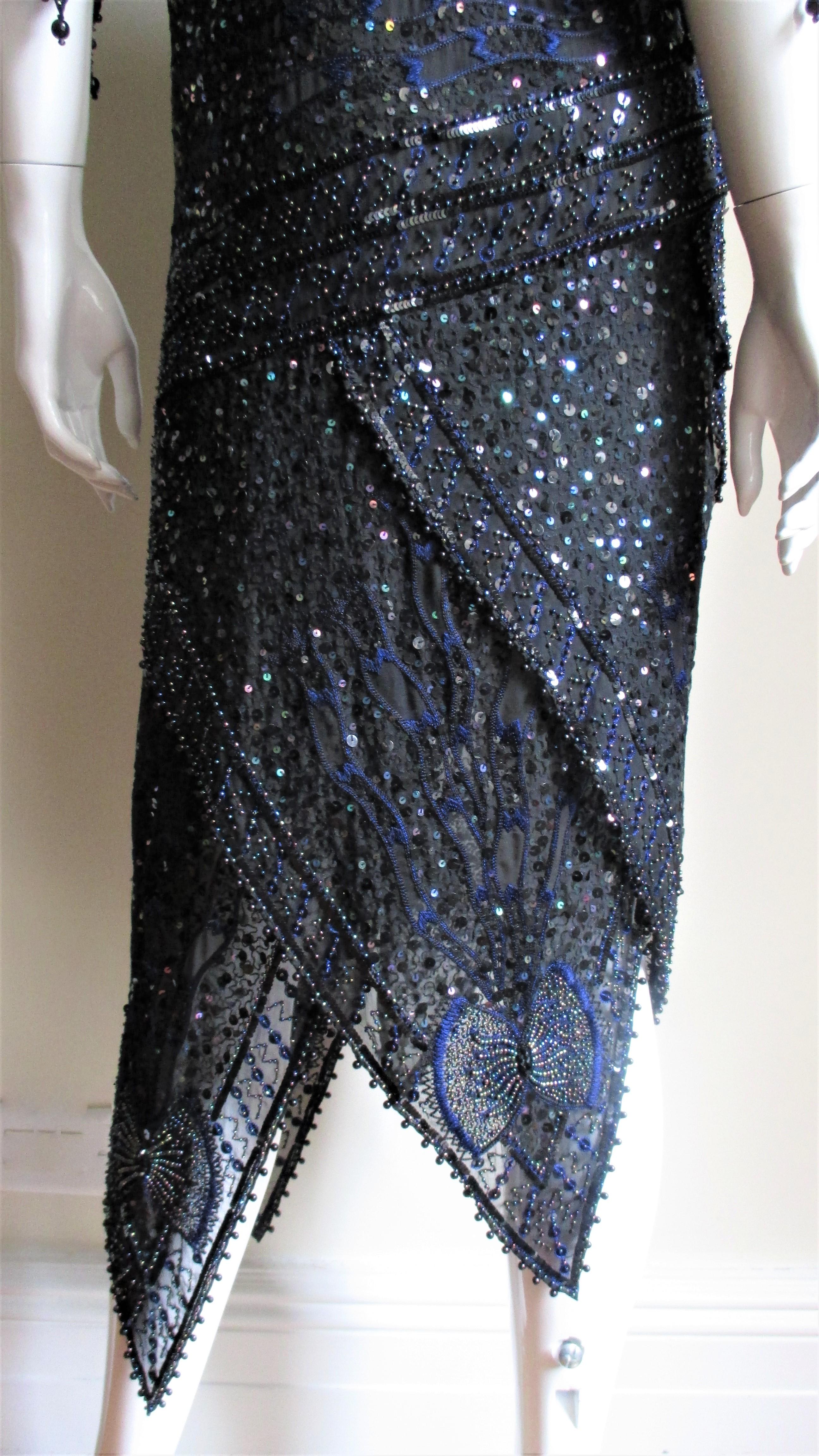 Zandra Rhodes Beaded Silk Dress 1970s 12