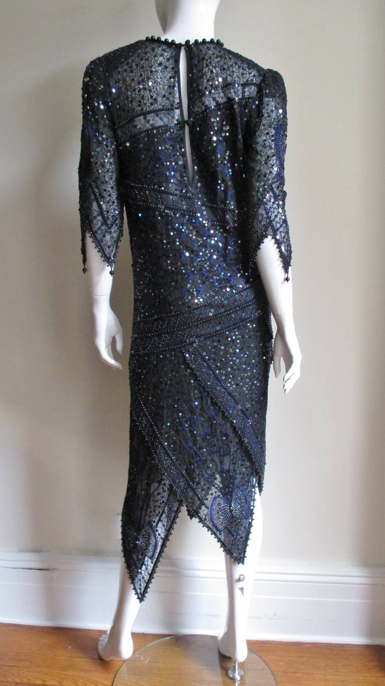 Zandra Rhodes Beaded Silk Dress 1970s 13