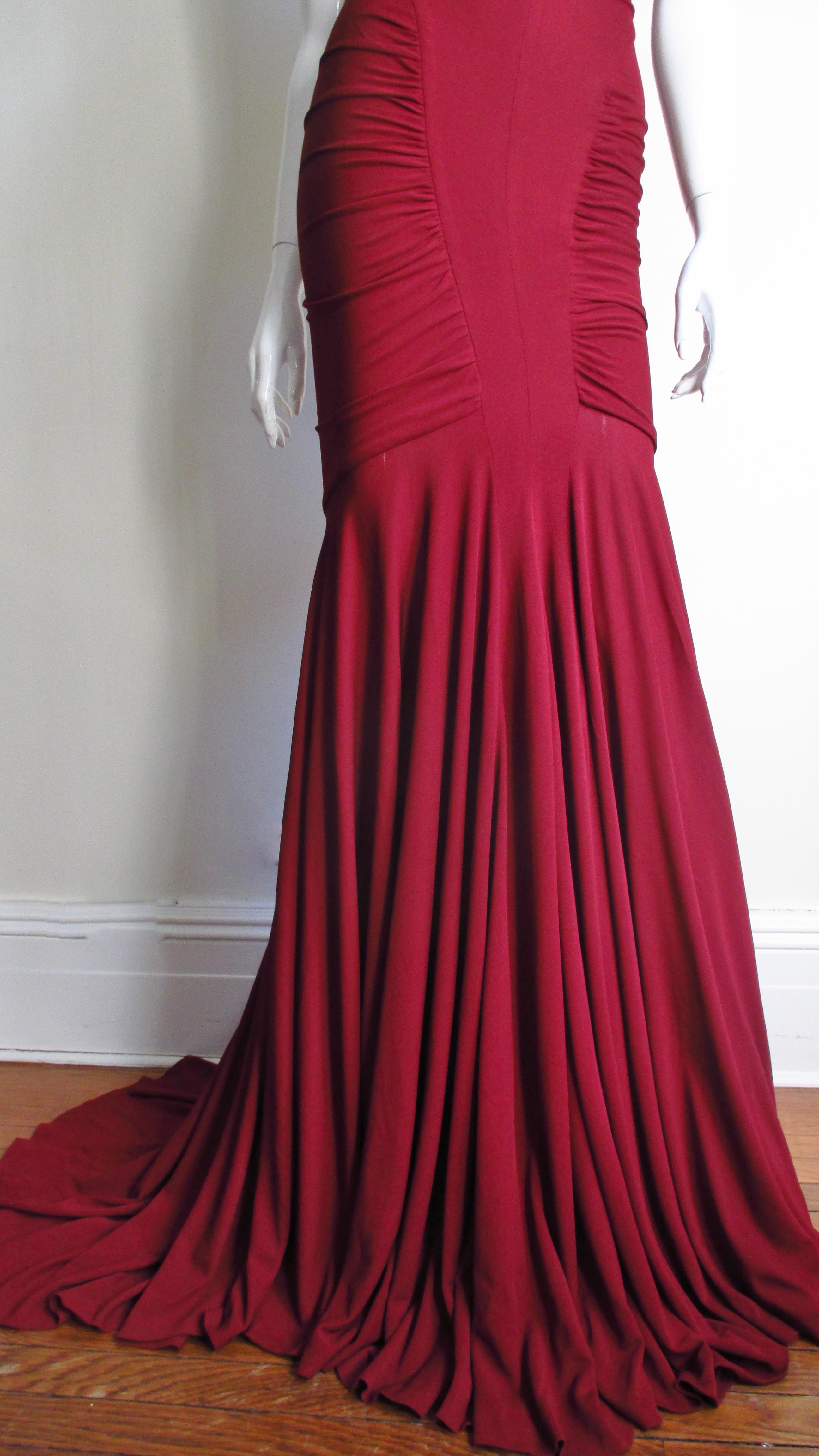 Red Guy Laroche Bodycon Cut out Gown S/S 2005 For Sale