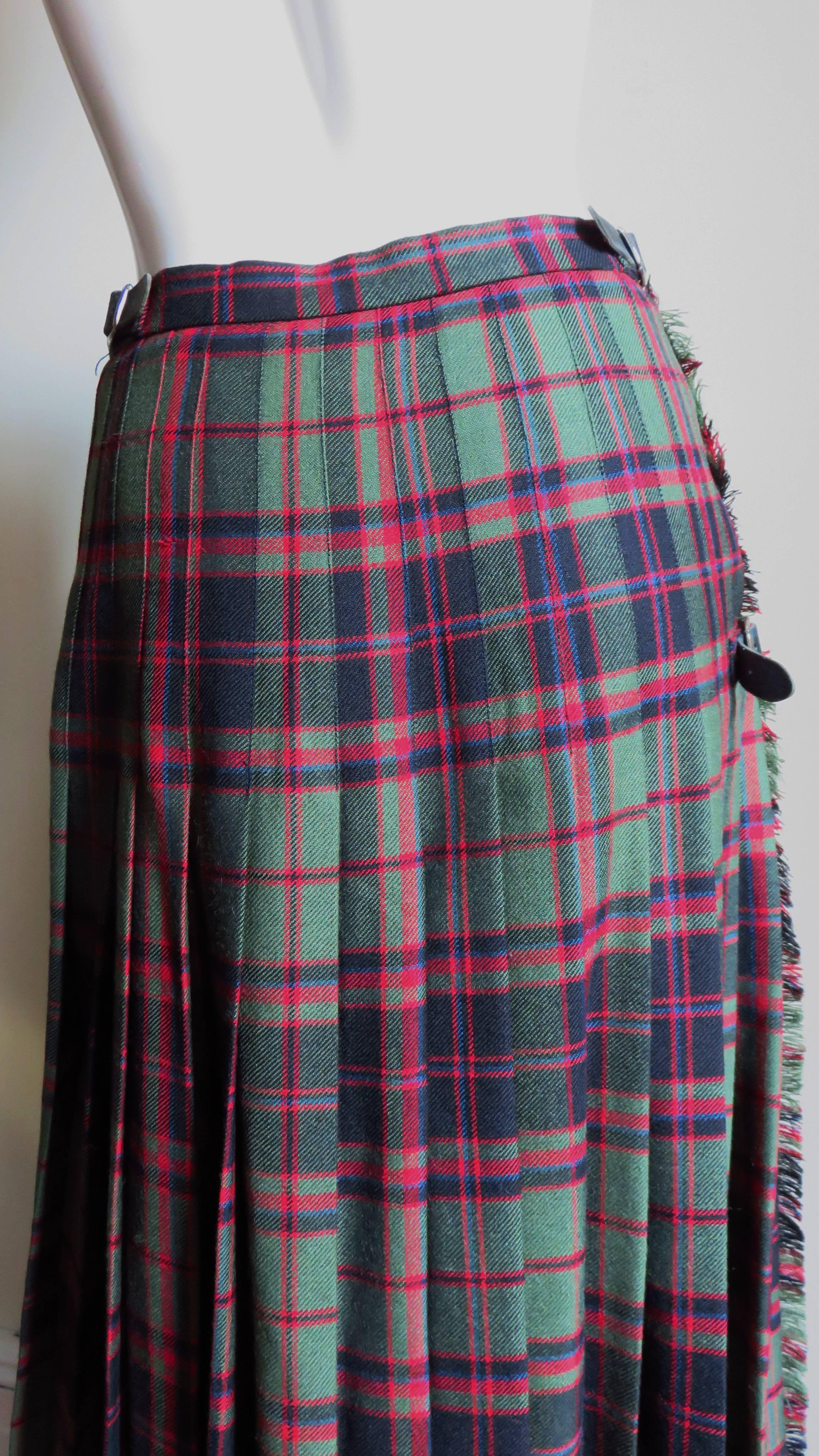 Women's Max Kilti Skirt with Straps and Pin 1970s For Sale