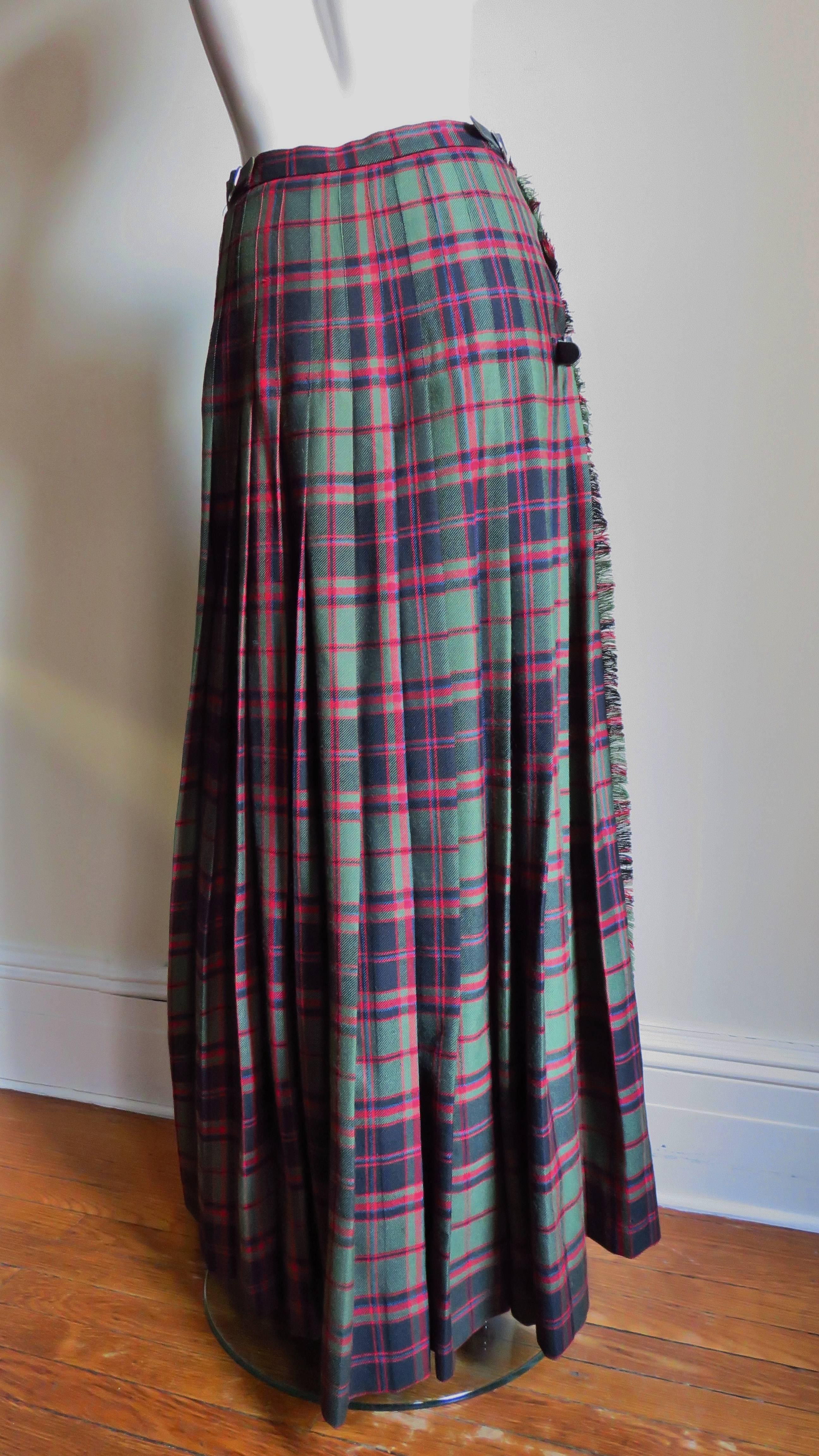 Max Kilti Skirt with Straps and Pin 1970s For Sale 1