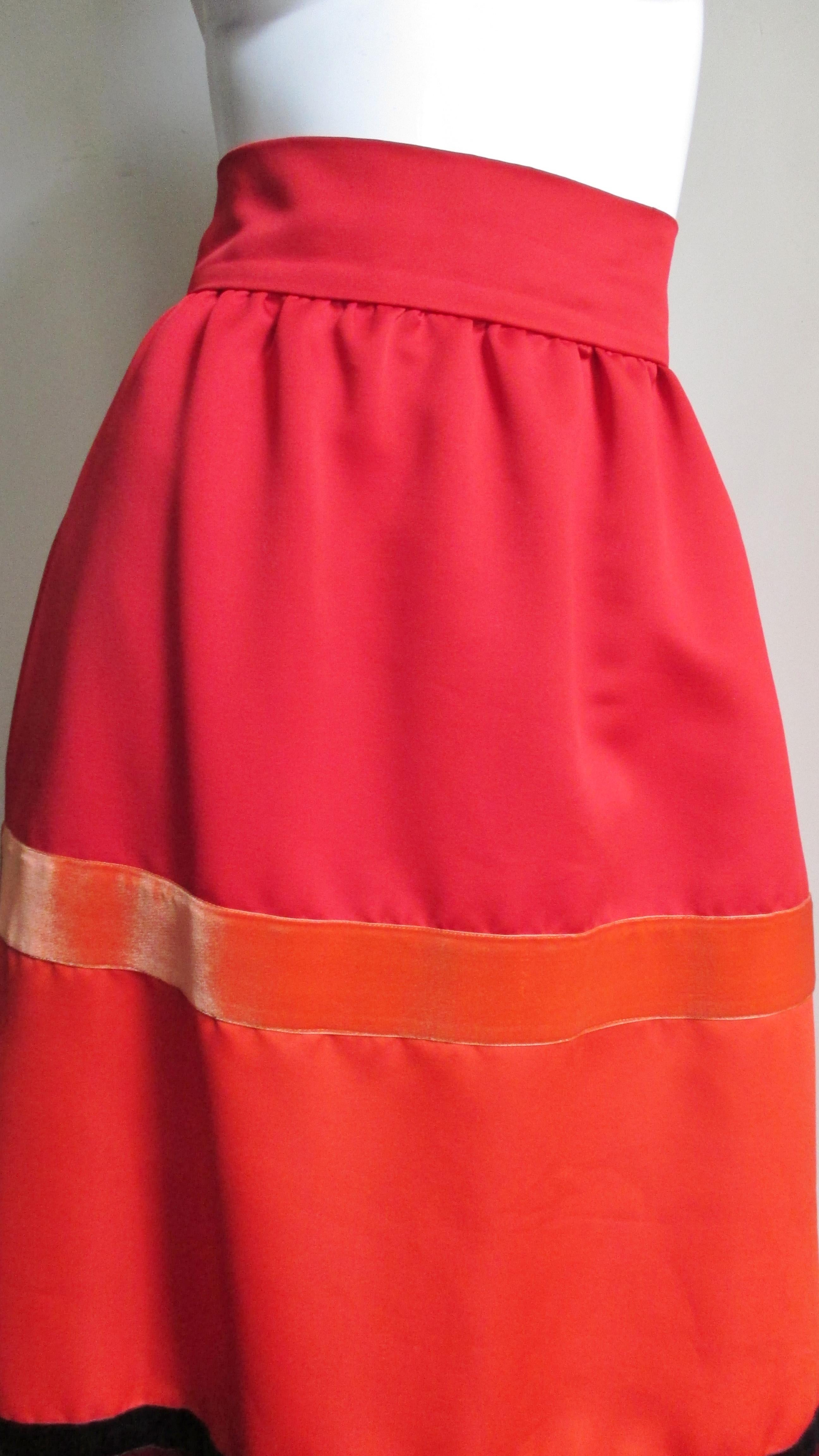 Red  Malcolm Starr Color Block Maxi Skirt 1970s