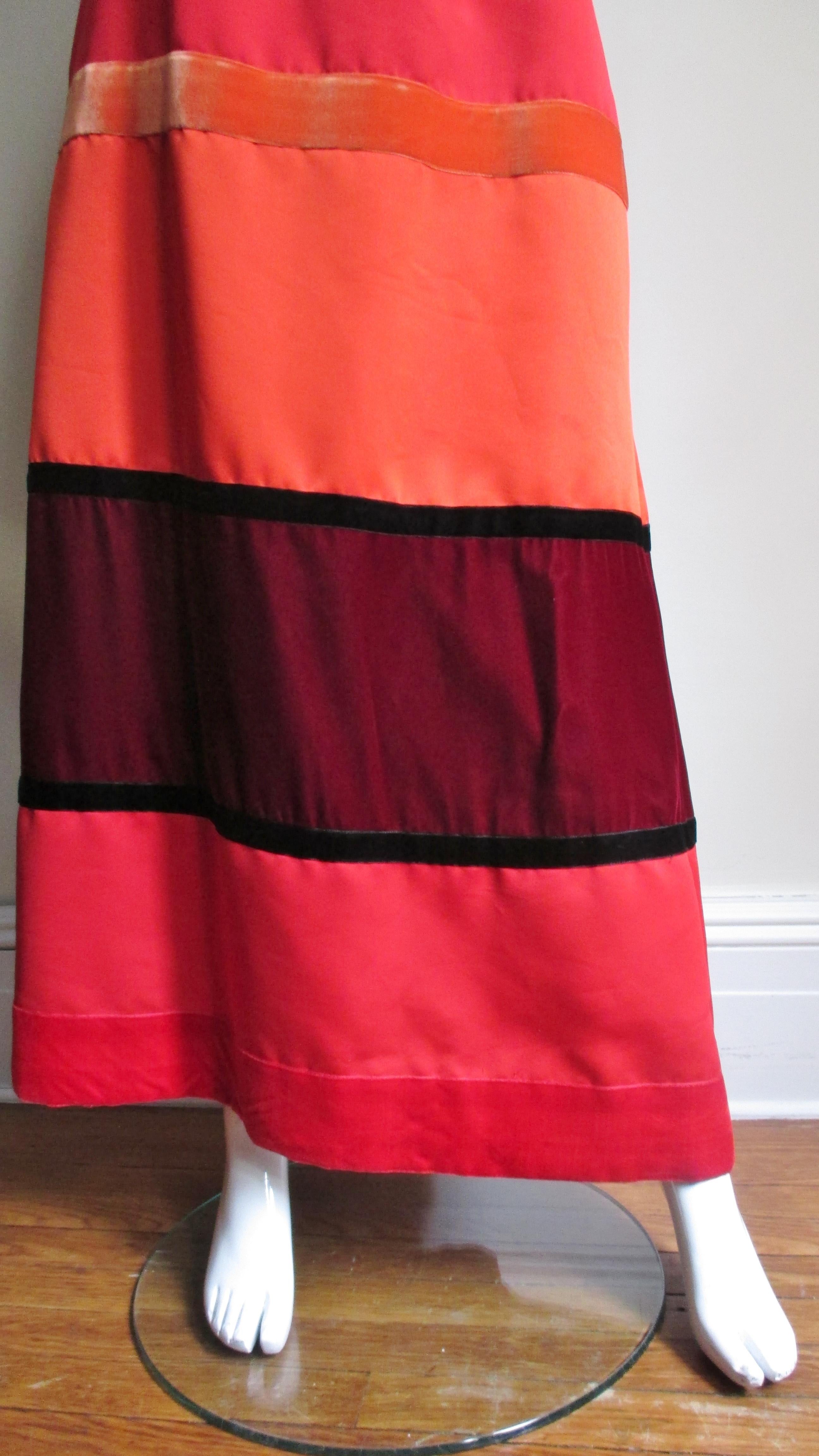  Malcolm Starr Color Block Maxi Skirt 1970s In Good Condition In Water Mill, NY