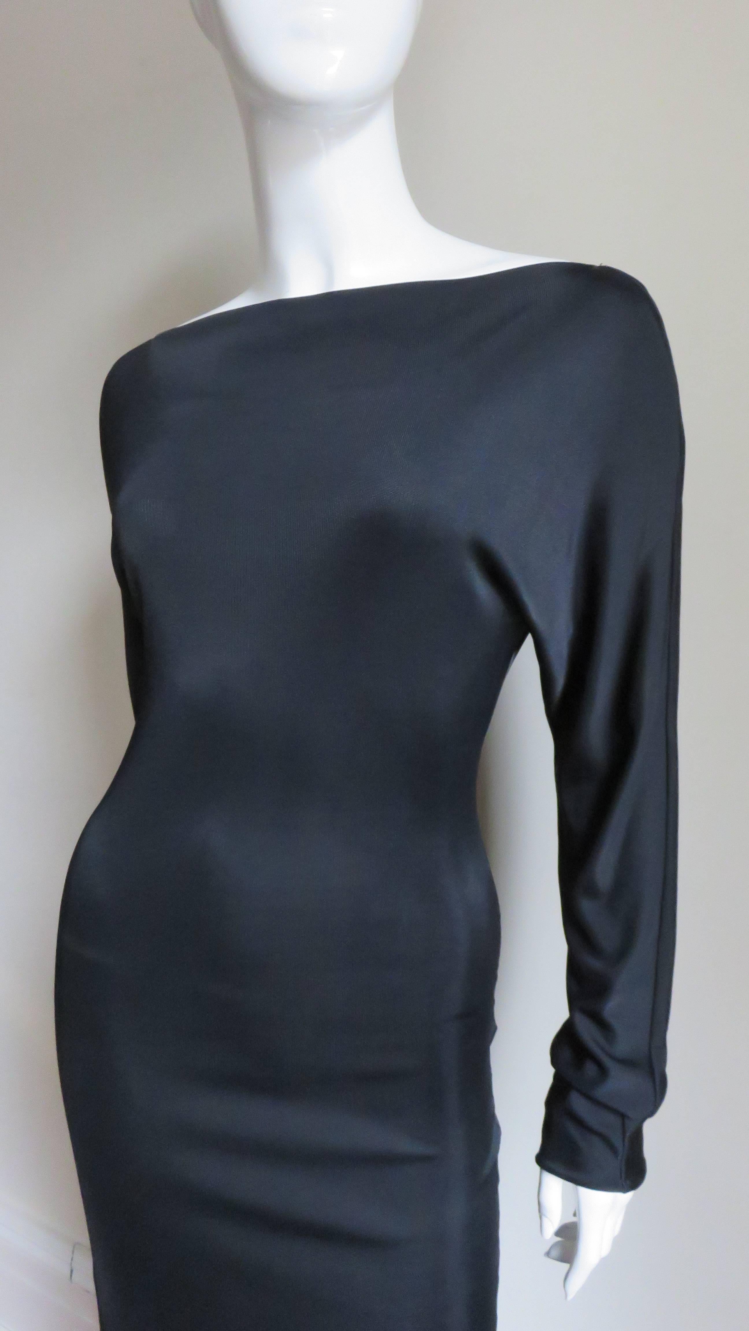 Black Trussardi Gown with Leather Straps For Sale