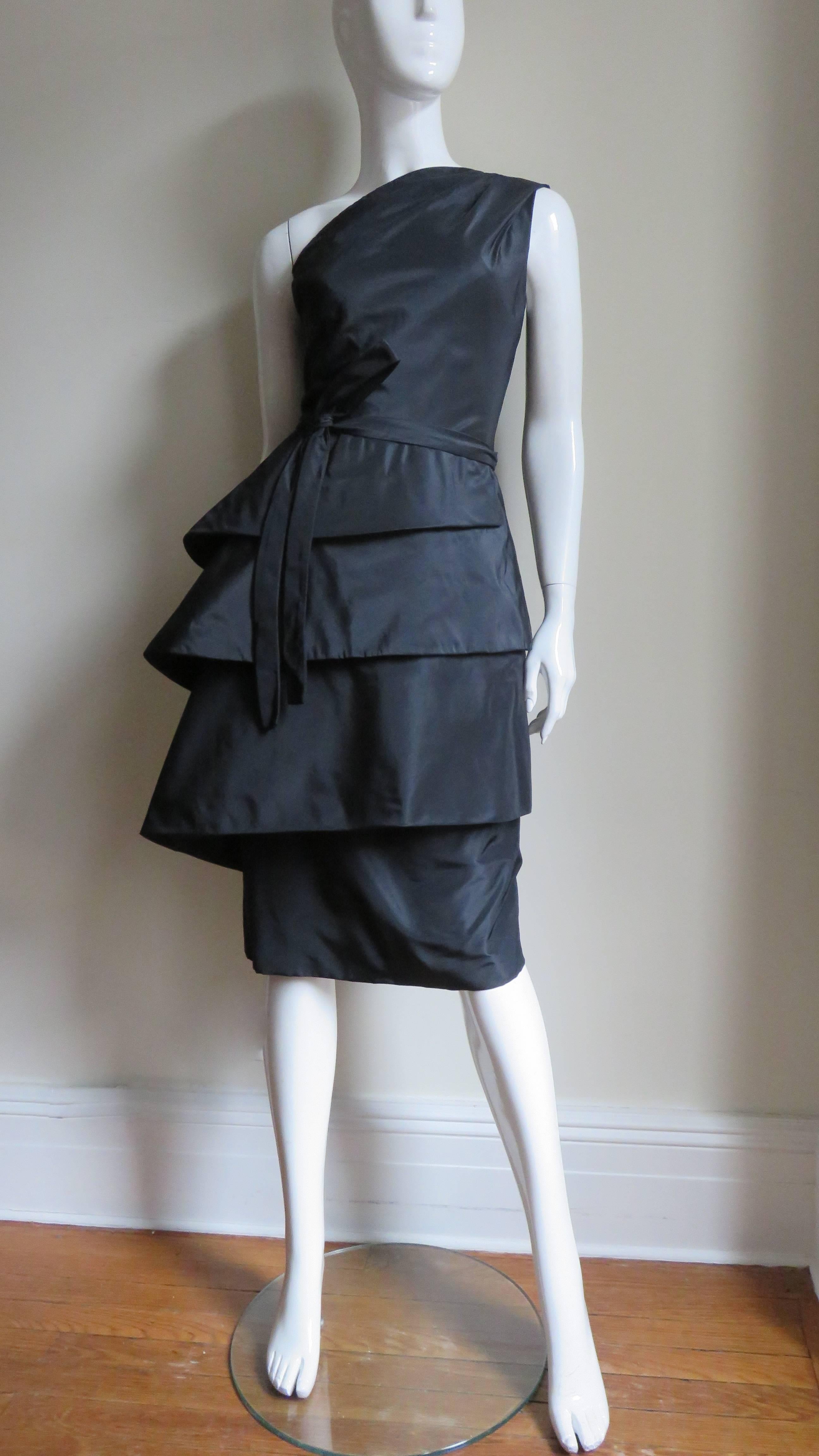  New Werle of Beverly Hills 1950s Sculptural Silk Dress For Sale 2